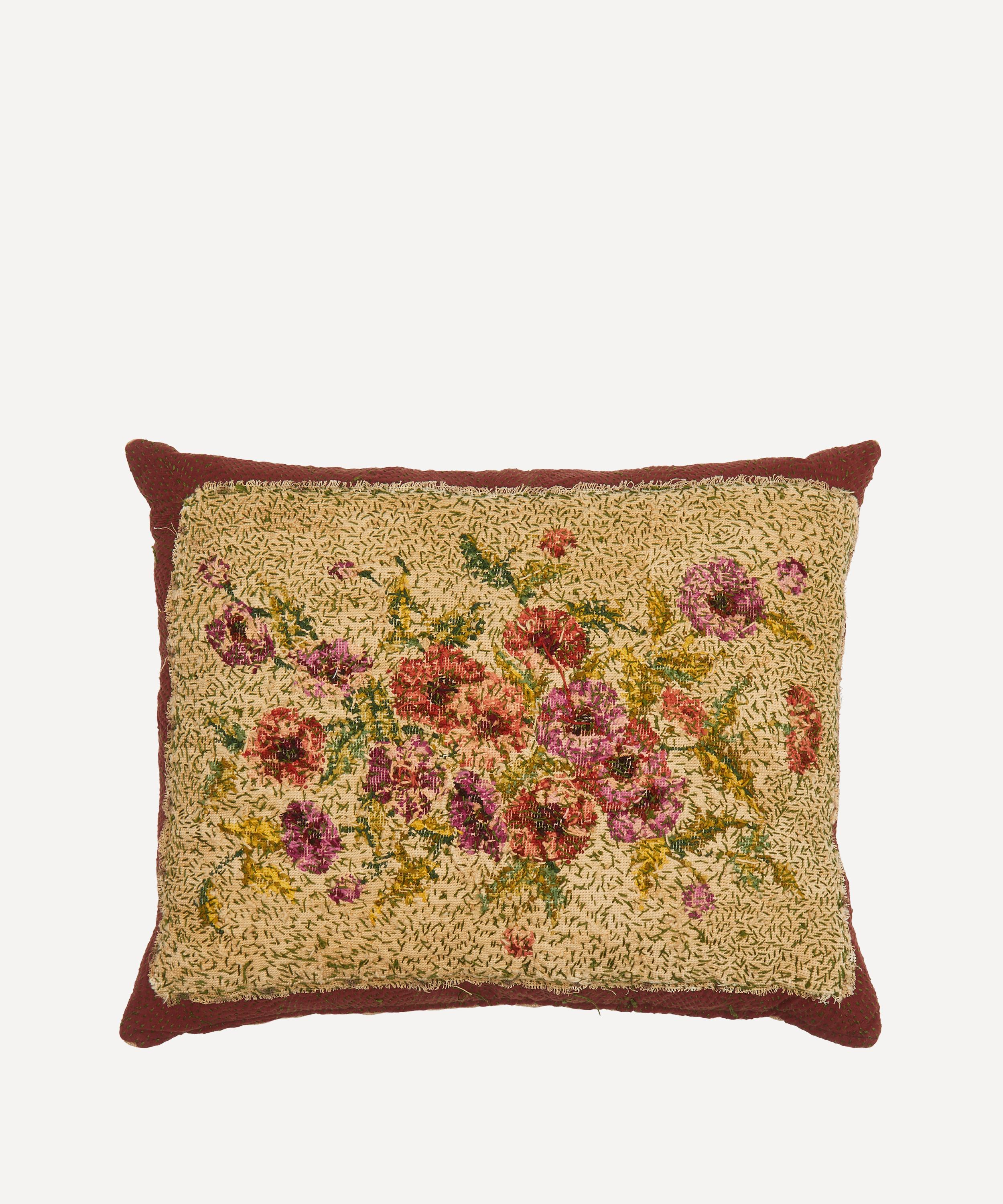 By Walid Antique Floral Textile Cushion 1305