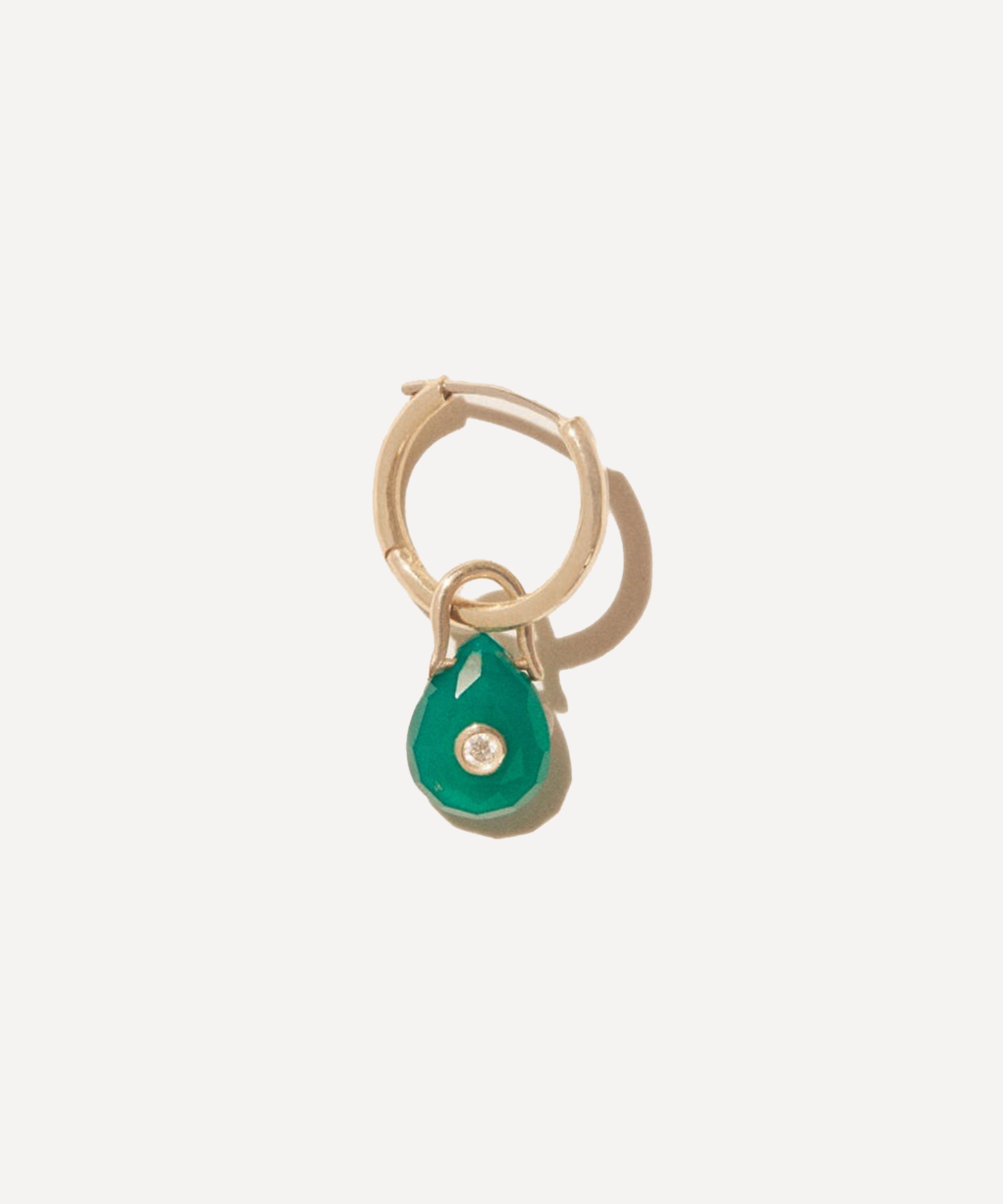 Pascale Monvoisin 9ct Gold Orso Green Onyx Hoop Earring In Gold