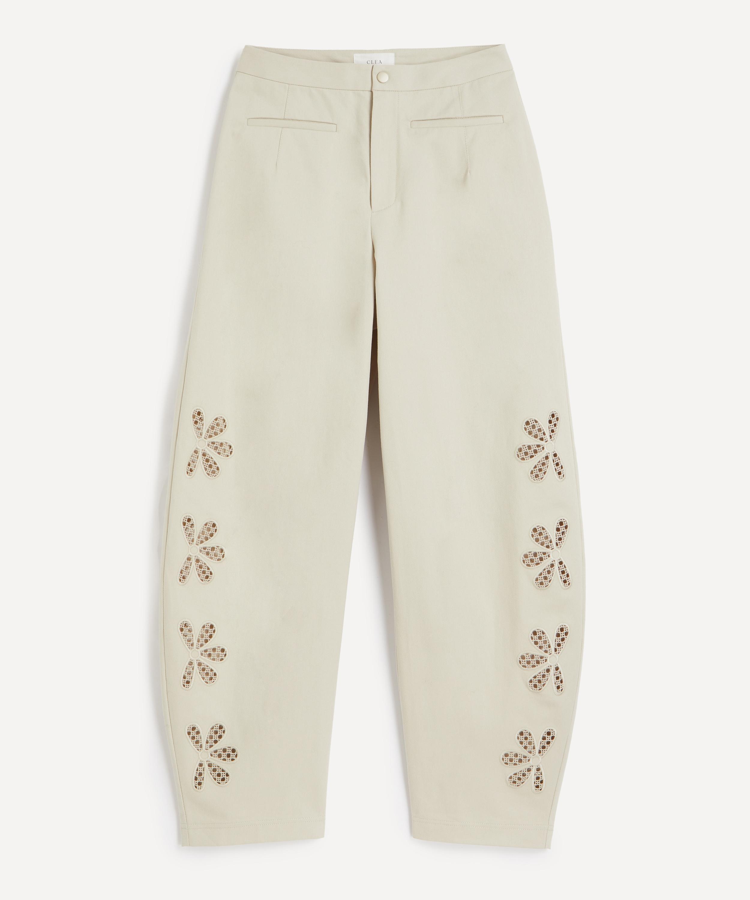 Clea Women's Romeo Cutwork Embroidered Trousers In White
