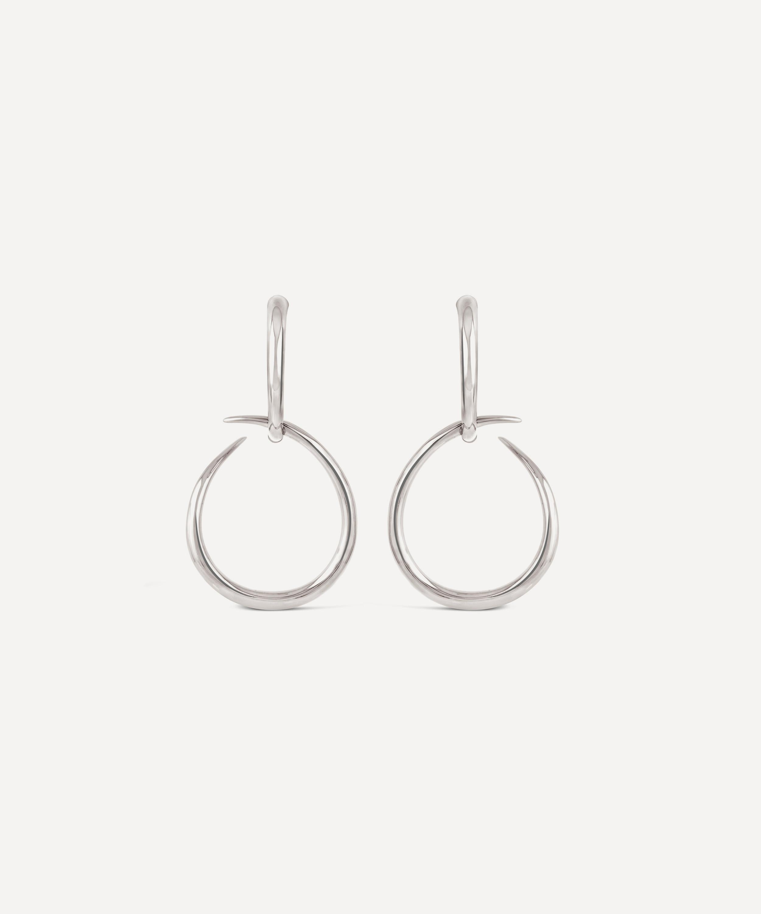 Dinny Hall Sterling Silver Large Toro Drop Hoop Earrings
