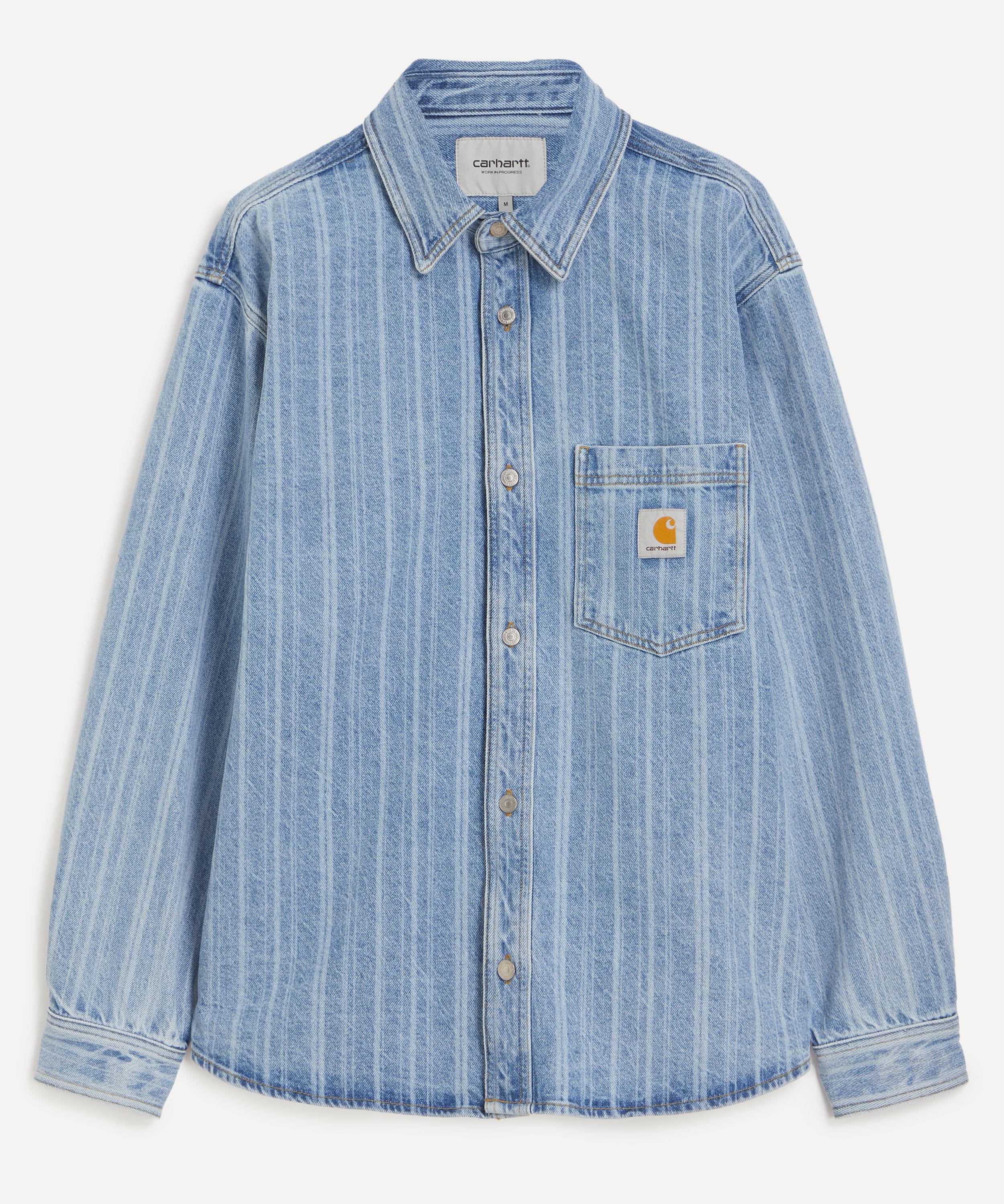Carhartt Striped Cotton Shirt Jacket With Chest Pocket In Blue