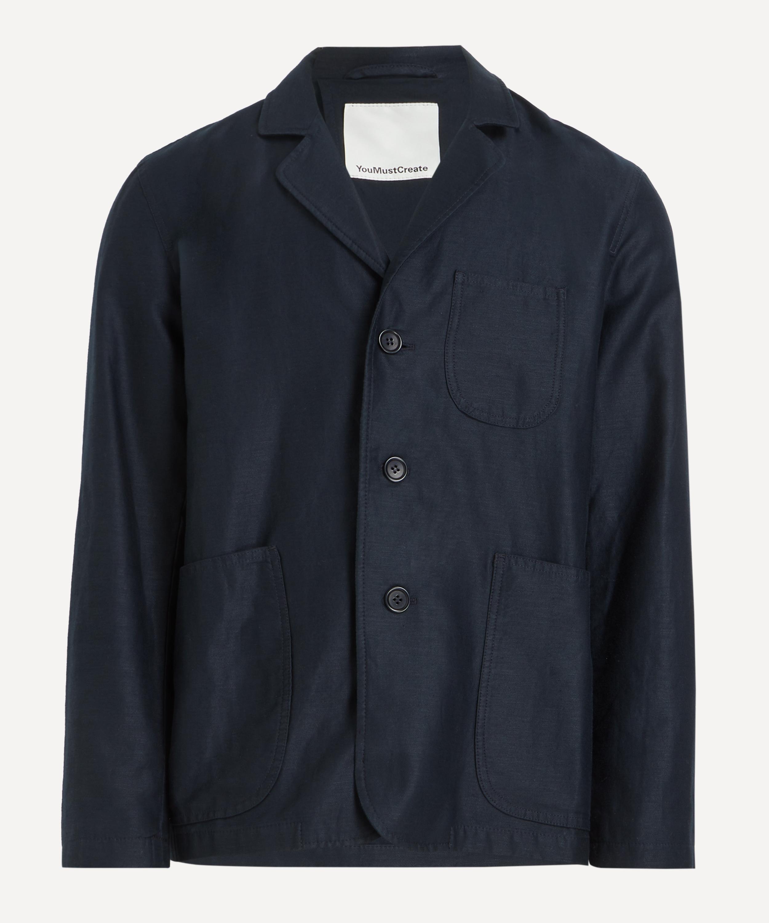 Ymc You Must Create Ymc Mens Navy Scutters Cotton-linen Moleskin Blazer In Blue