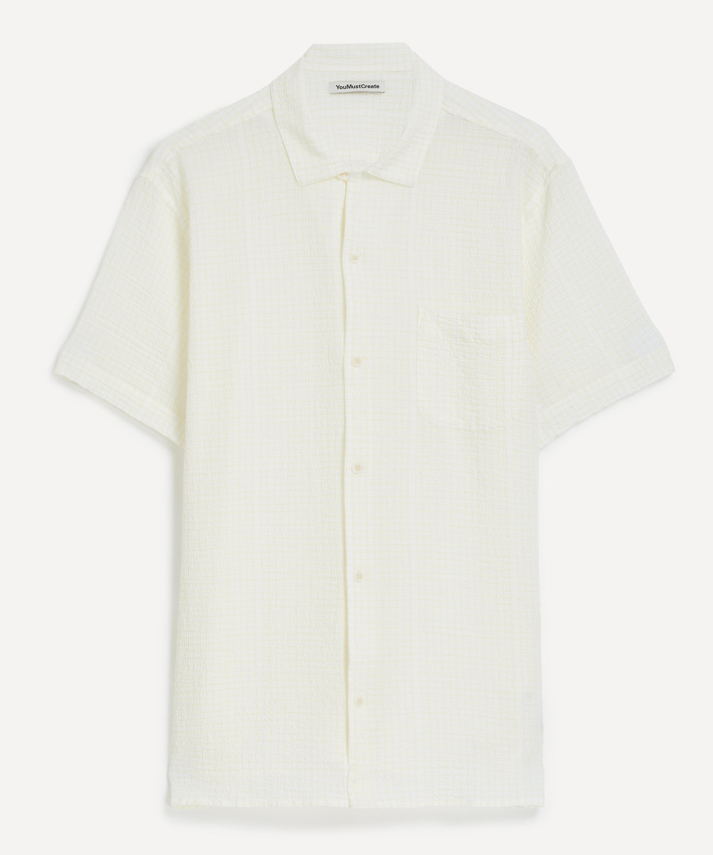 Ymc You Must Create Ymc Mens White Malick Seersucker Short-sleeve Shirt In White