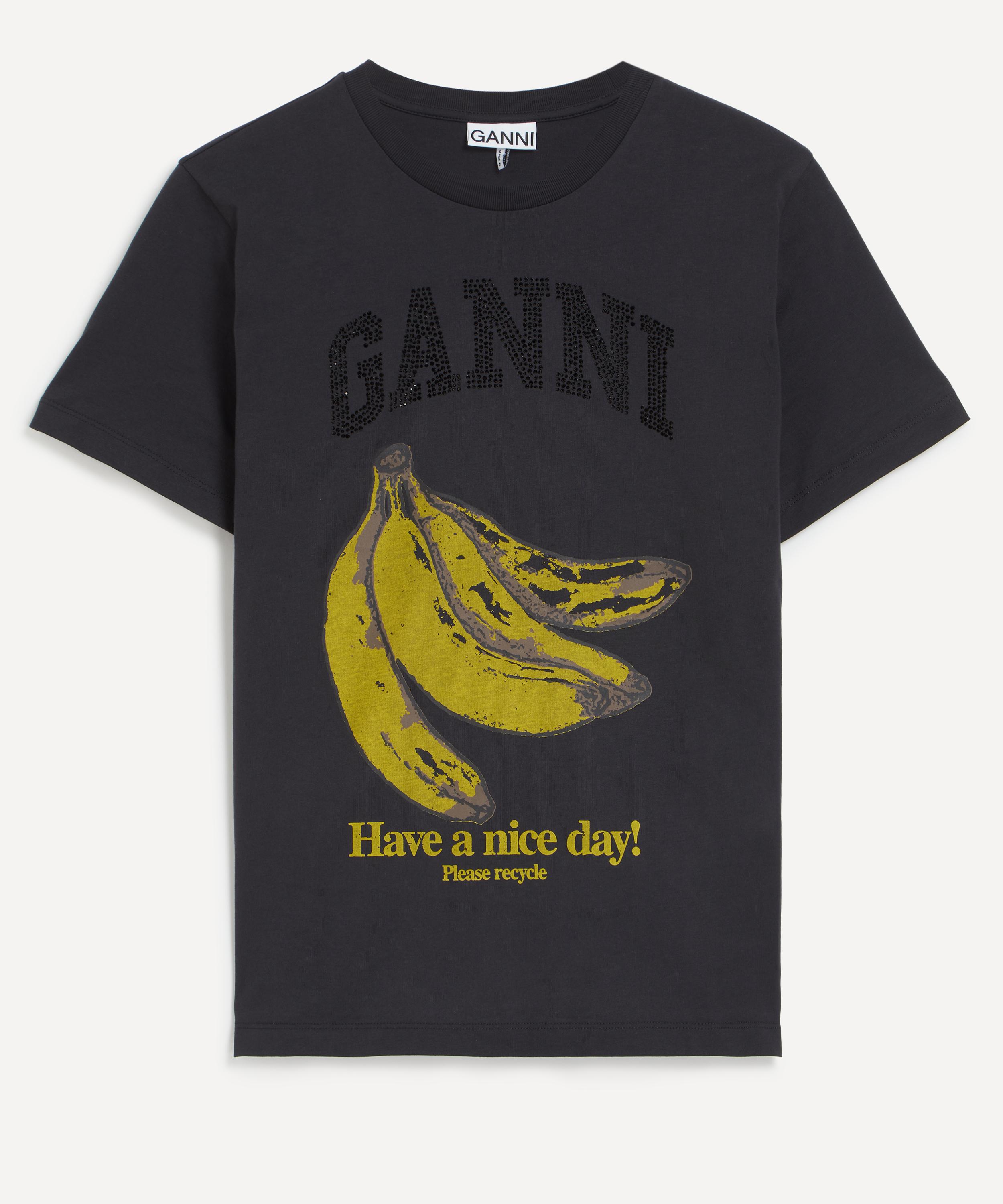 Ganni Crew-neck Cotton T-shirt With Banana Print