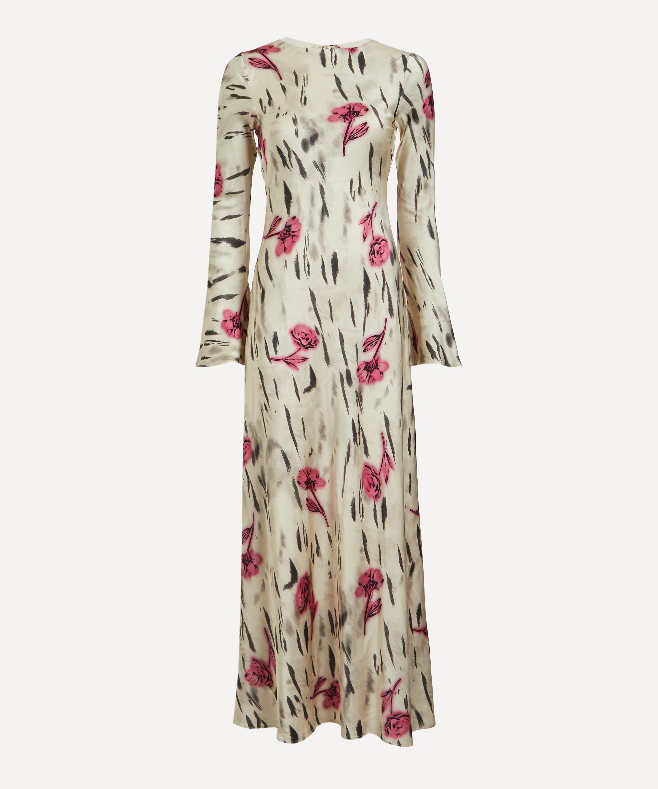 Ganni Floral Print Maxi Dress In Multi