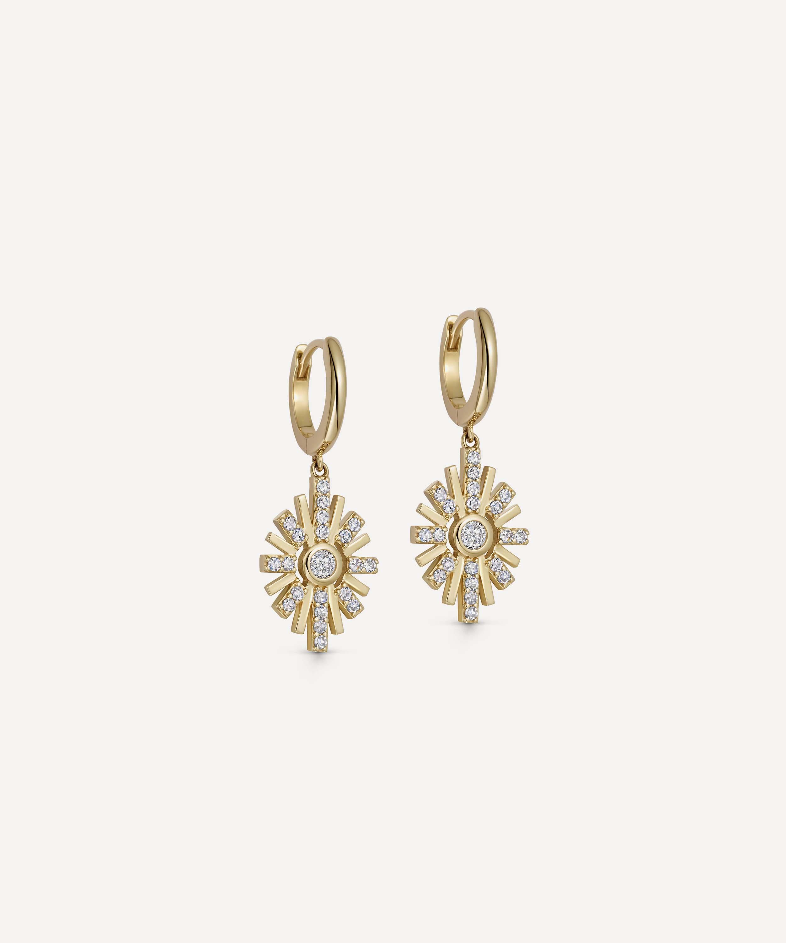 Astley Clarke 14ct Gold Atomic Diamond Drop Hoop Earrings