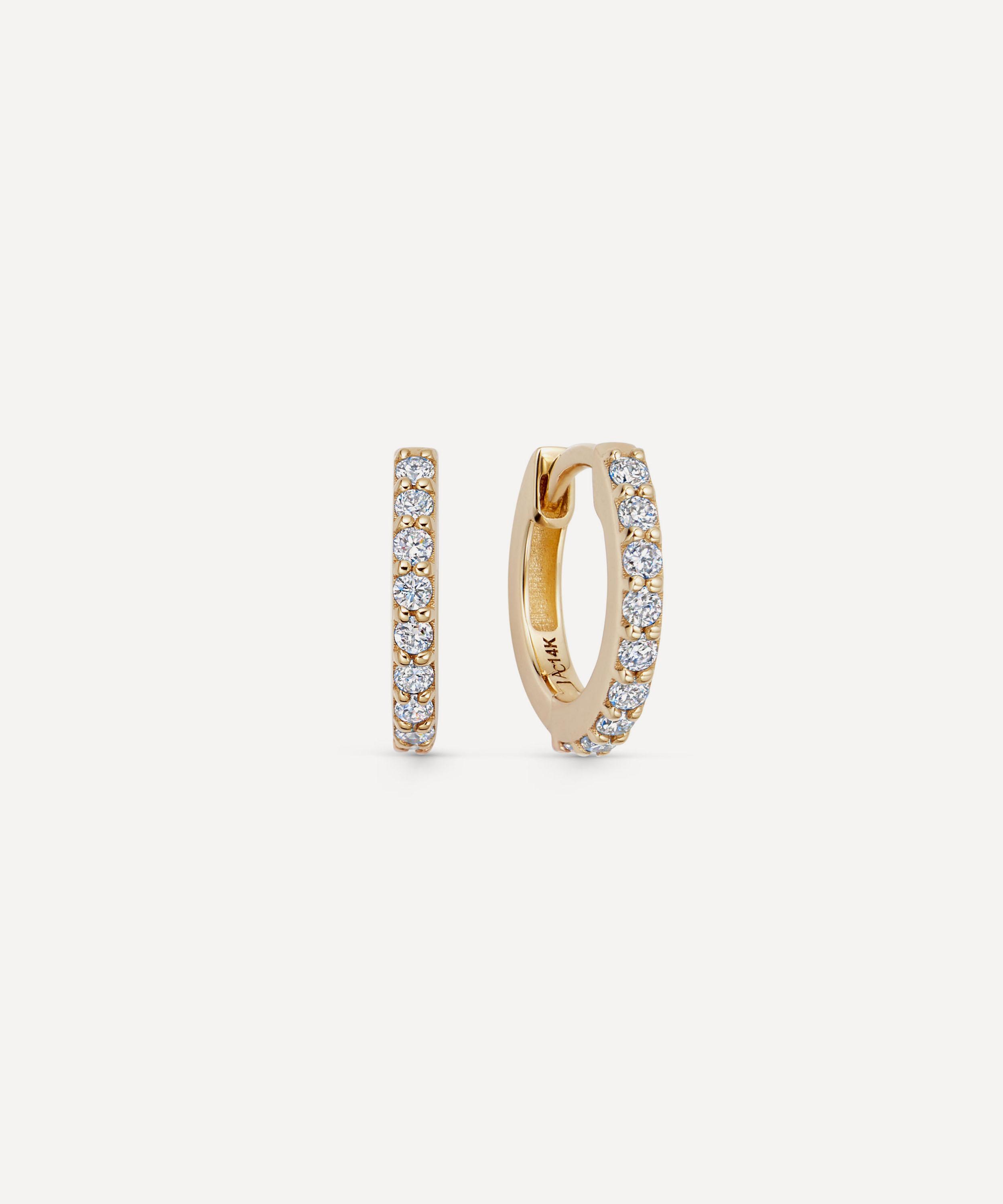 Astley Clarke 14ct Gold Halo Huggie Hoop Earrings