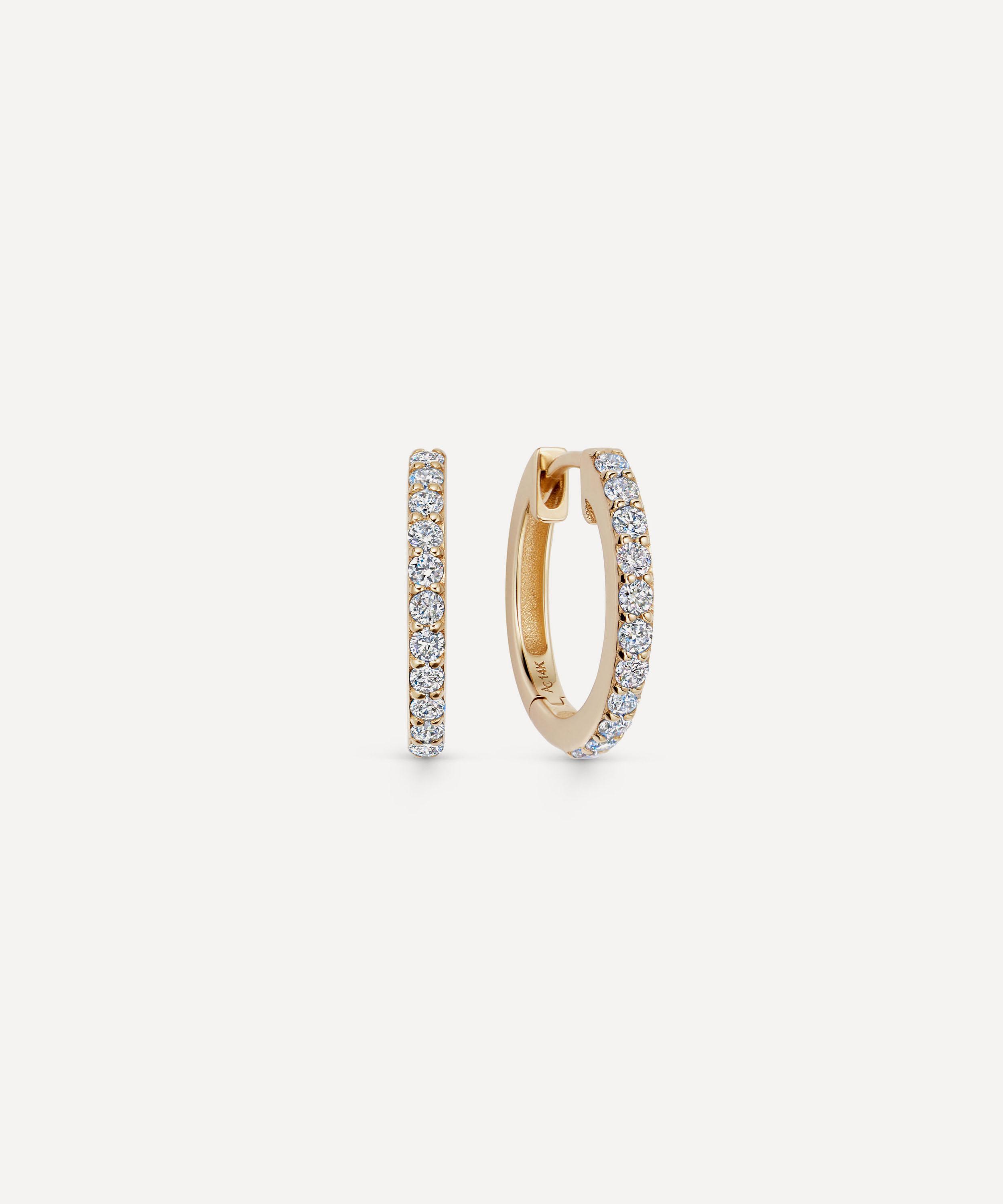 Astley Clarke 14ct White Gold Medium Halo Huggie Hoop Earrings