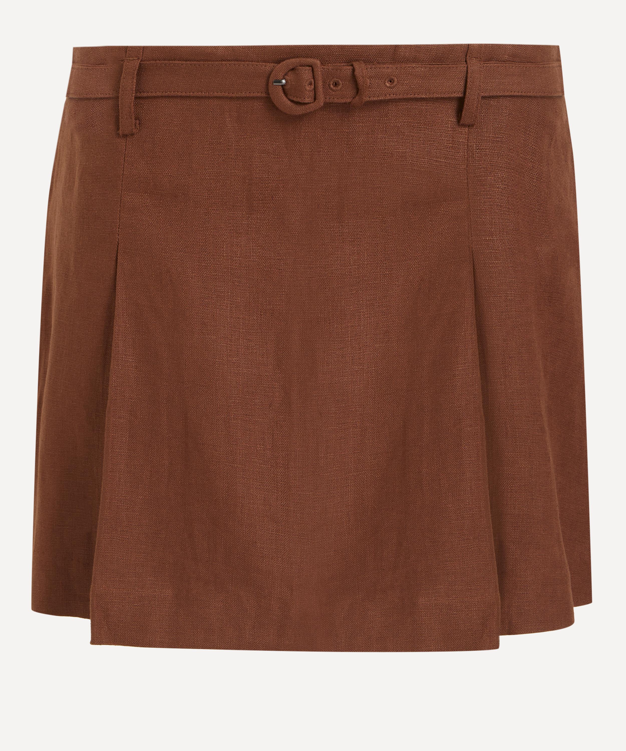 Reformation Women's Rory Chocolate Cake Linen Mini Skirt