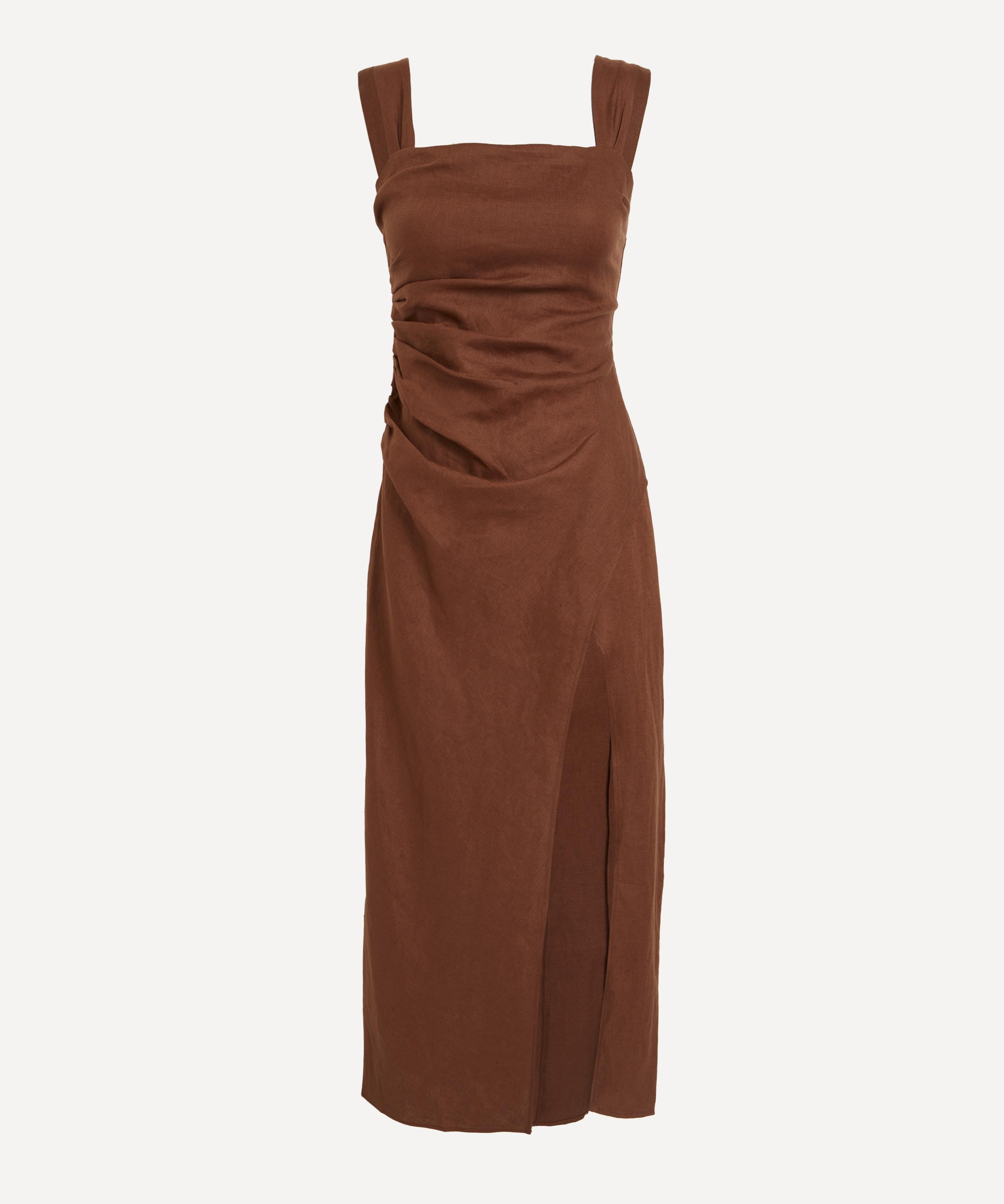 Reformation Women's Clement Chocolate Cake Linen Dress