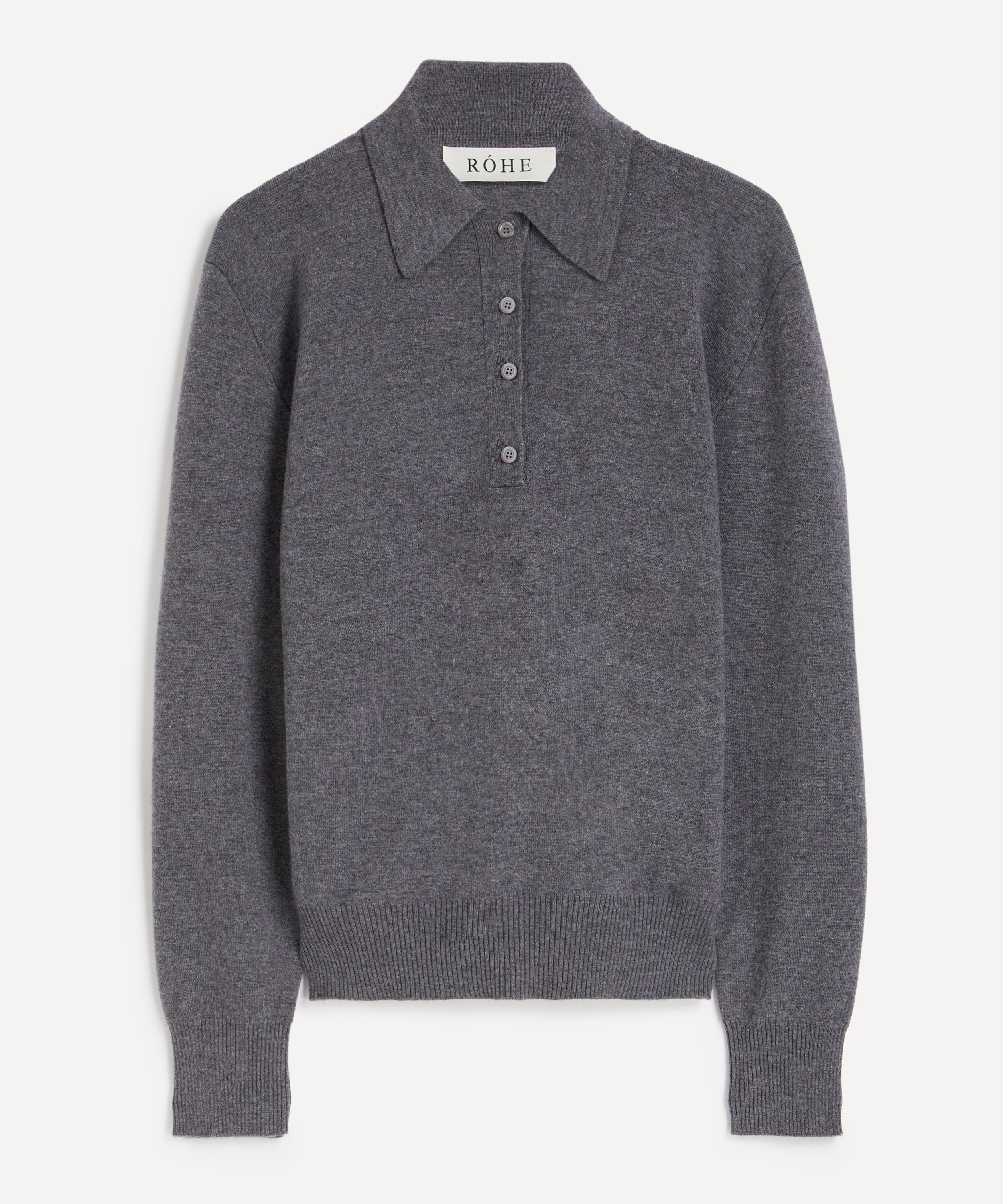 R�he Women's Grey Compact Knitted Polo