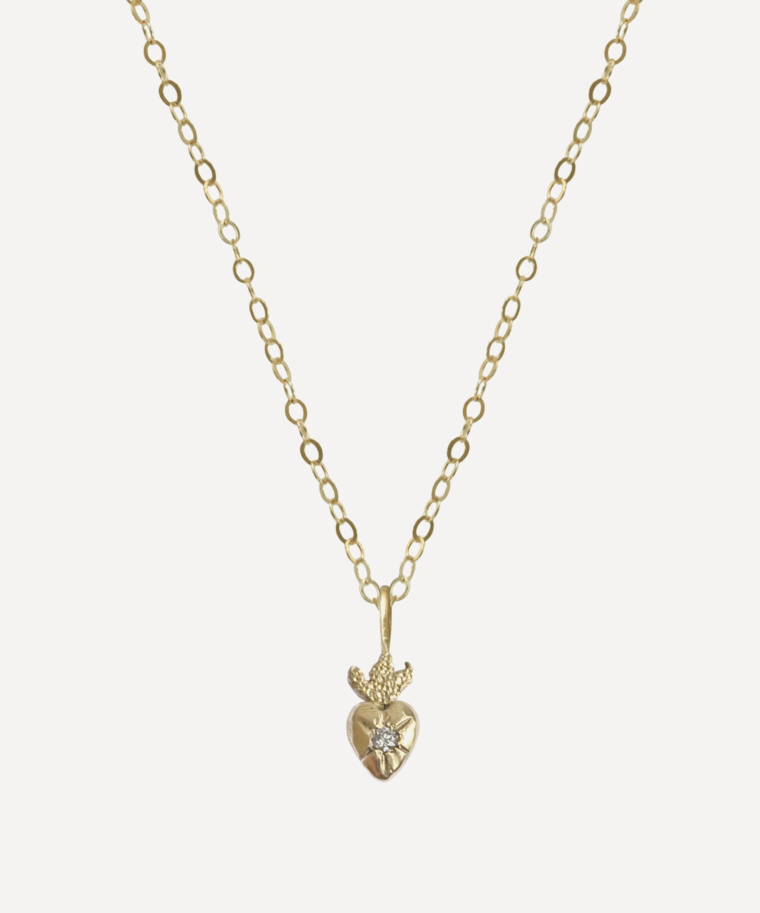 Acanthus 14ct Gold Amulet Sacred Heart Pendant Necklace