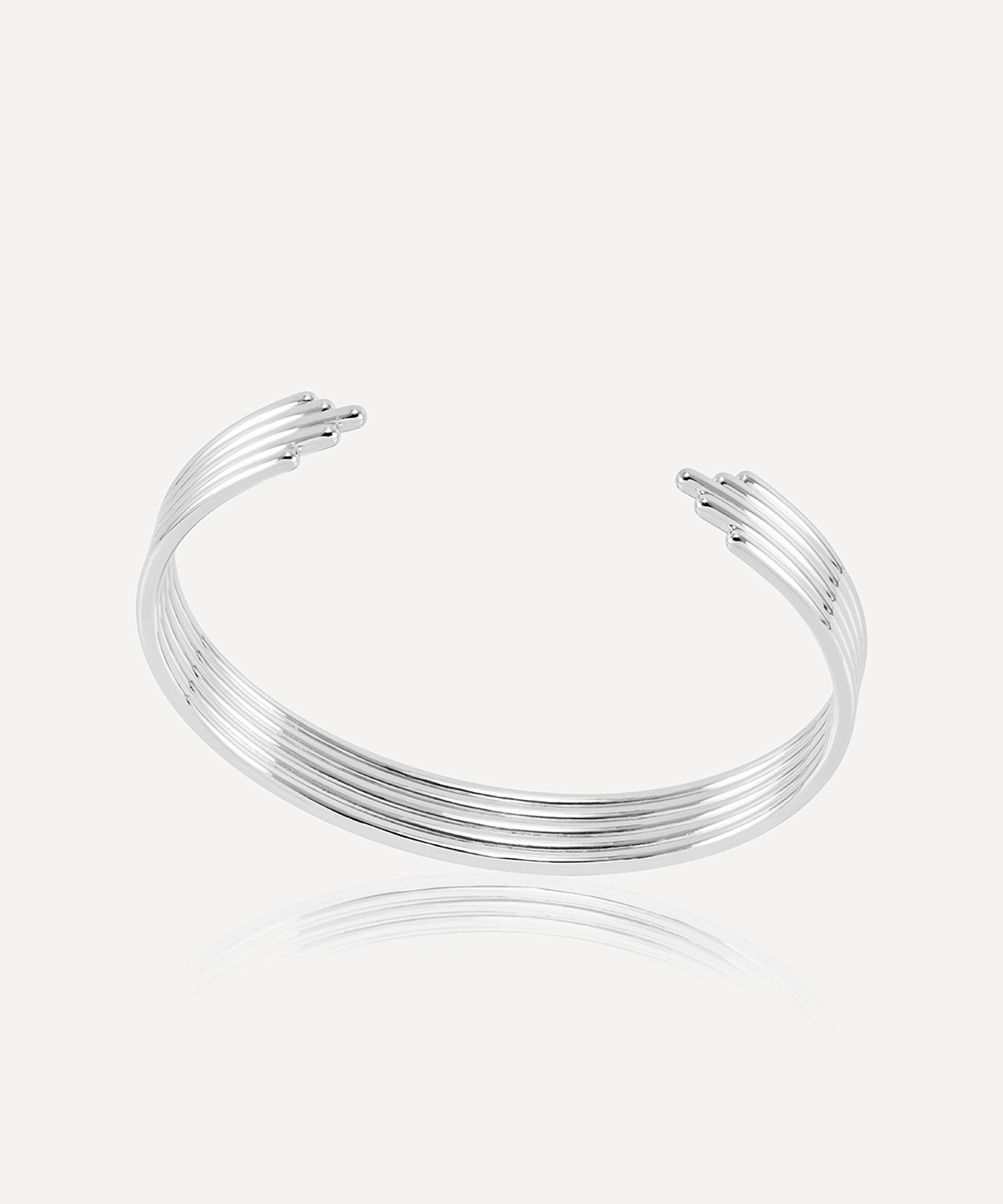 Rachel Jackson Sterling Silver Lifestream Statement Bangle Bracelet In Metallic