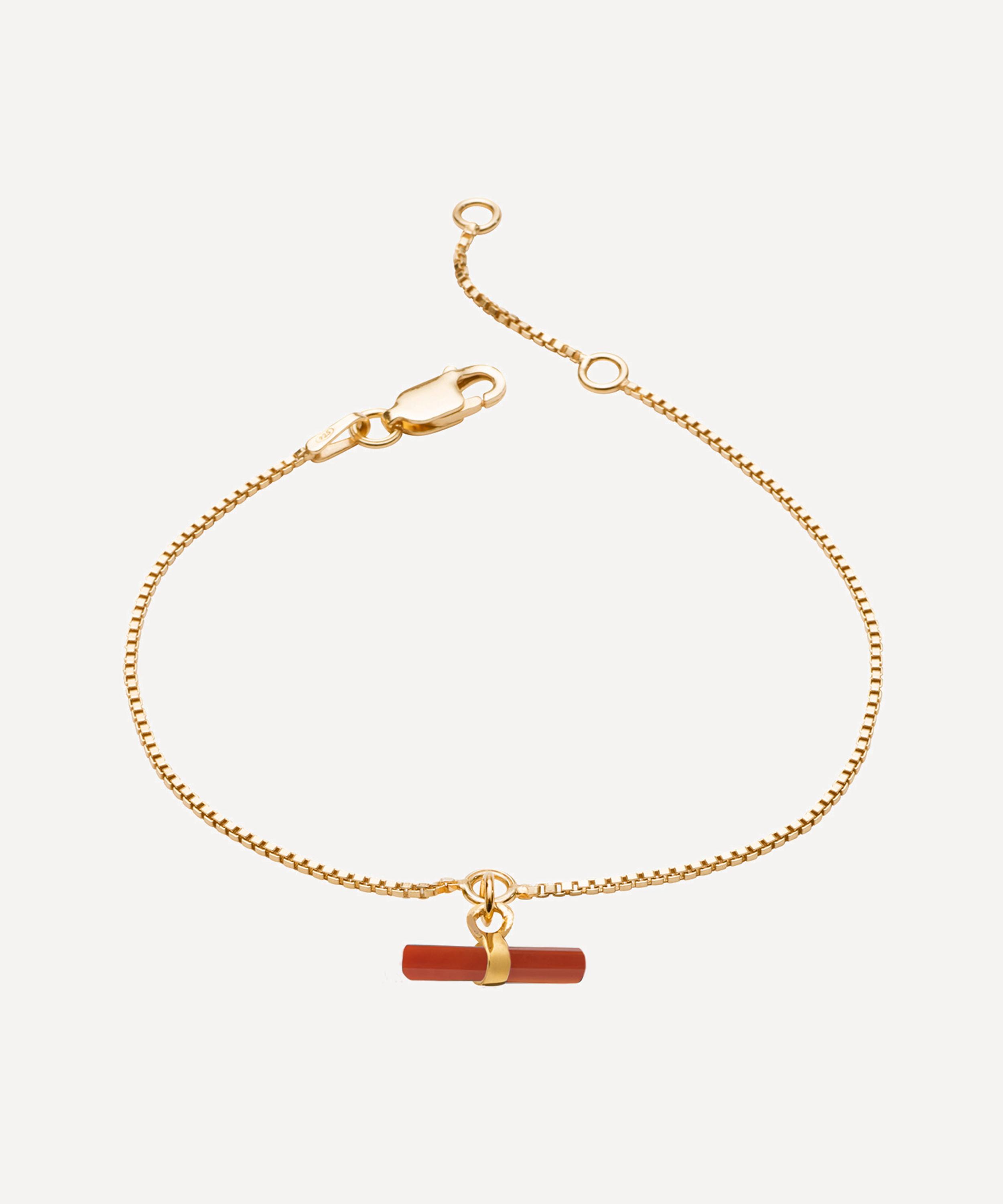 Rachel Jackson 18ct Gold-plated Vitality Carnelian T-bar Bracelet In Gold