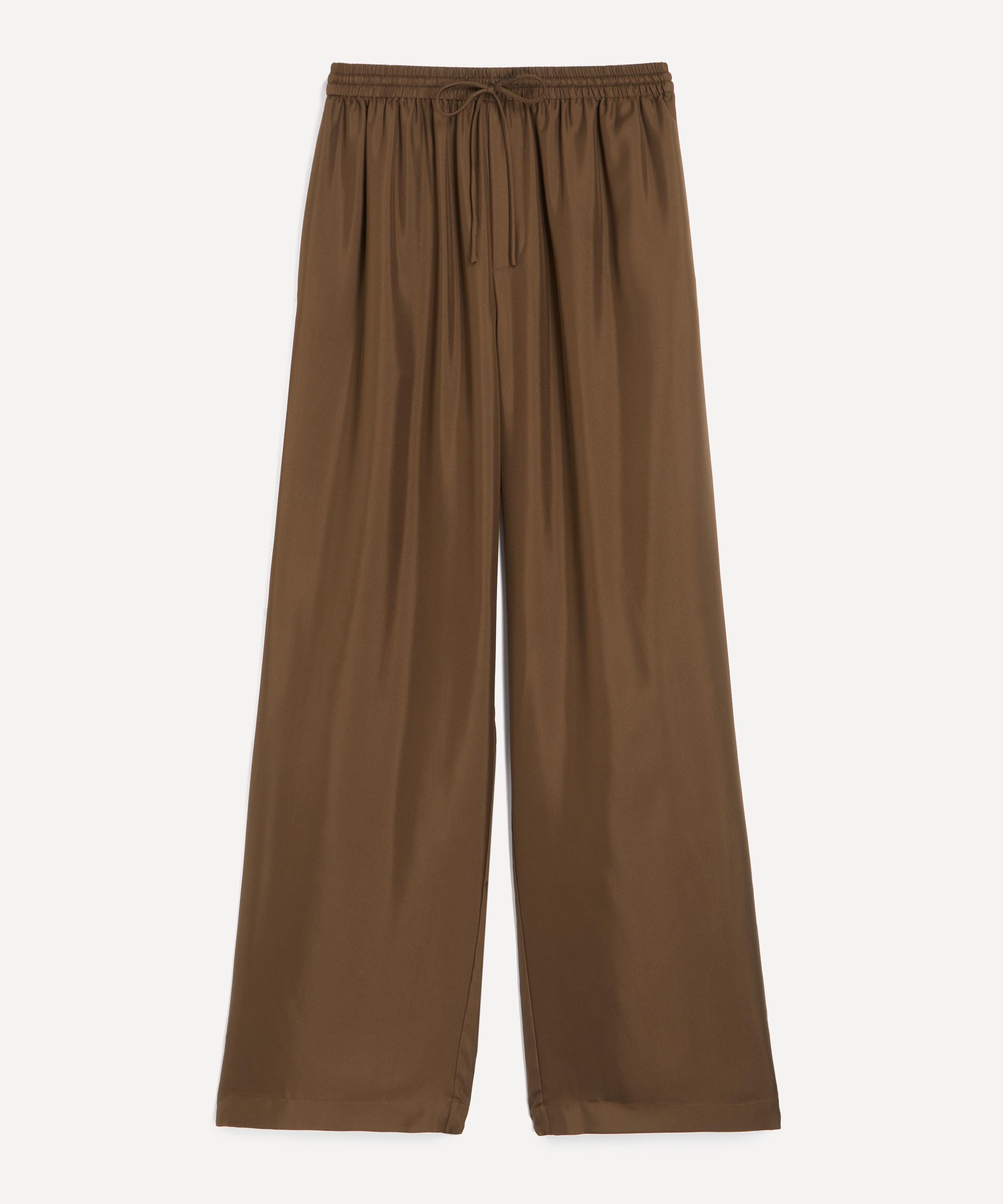 R�he Women's Silk Wide-leg Trousers In Brown