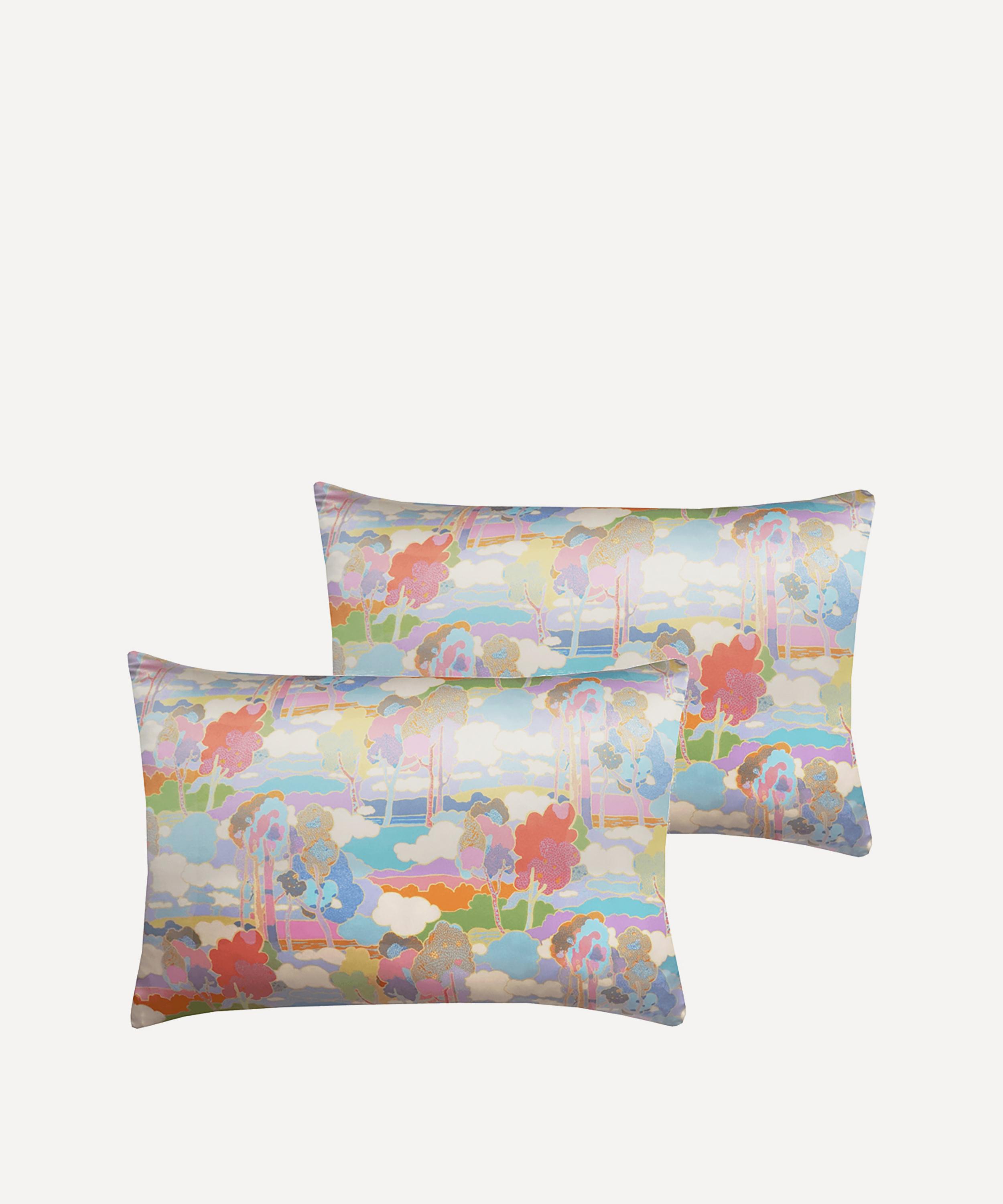 Coco & Wolf Prospect Road Pastel Silk Pillowcases Set Of Two In Blue