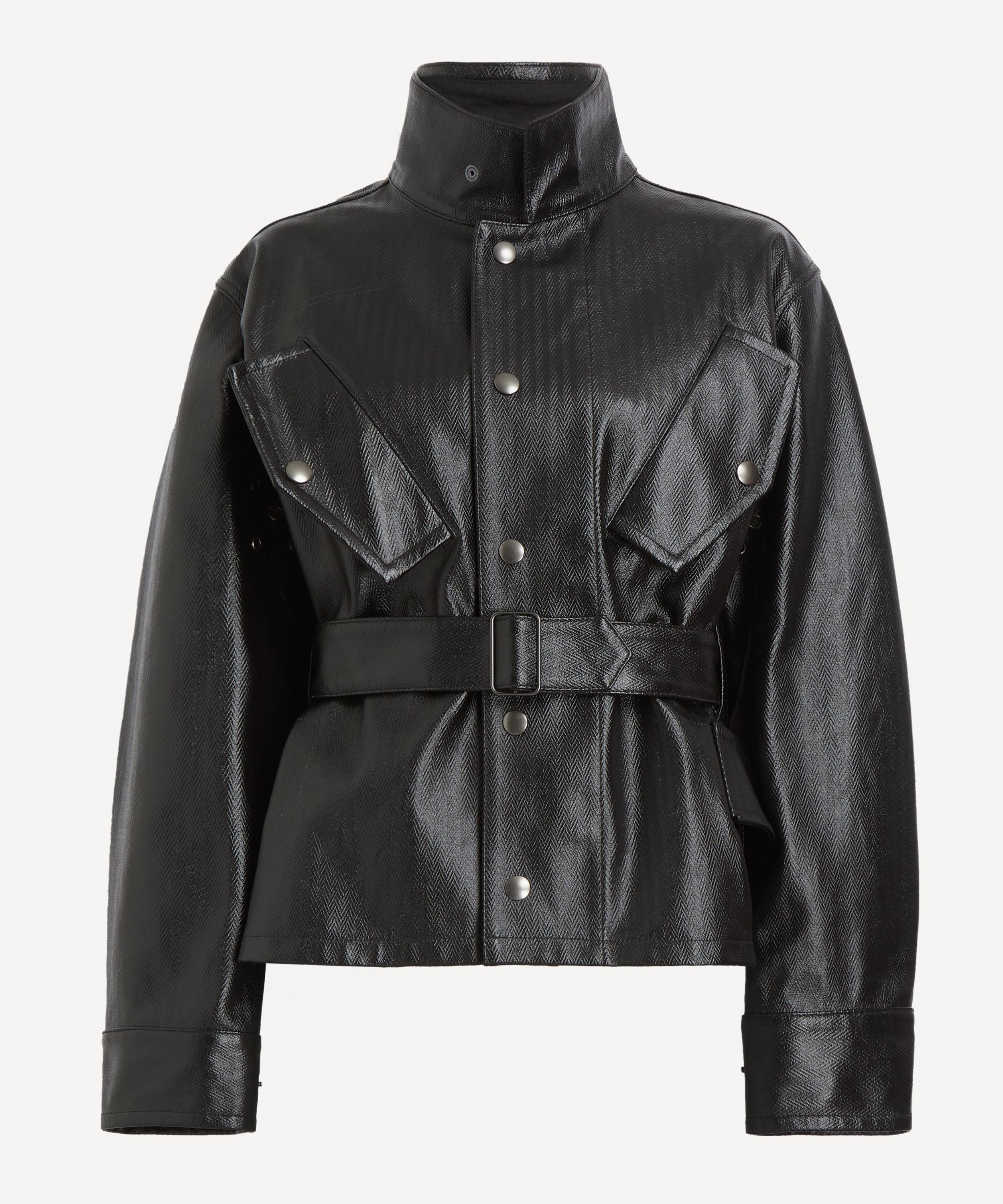 Maison Margiela Laminated High-neck Jacket In Black