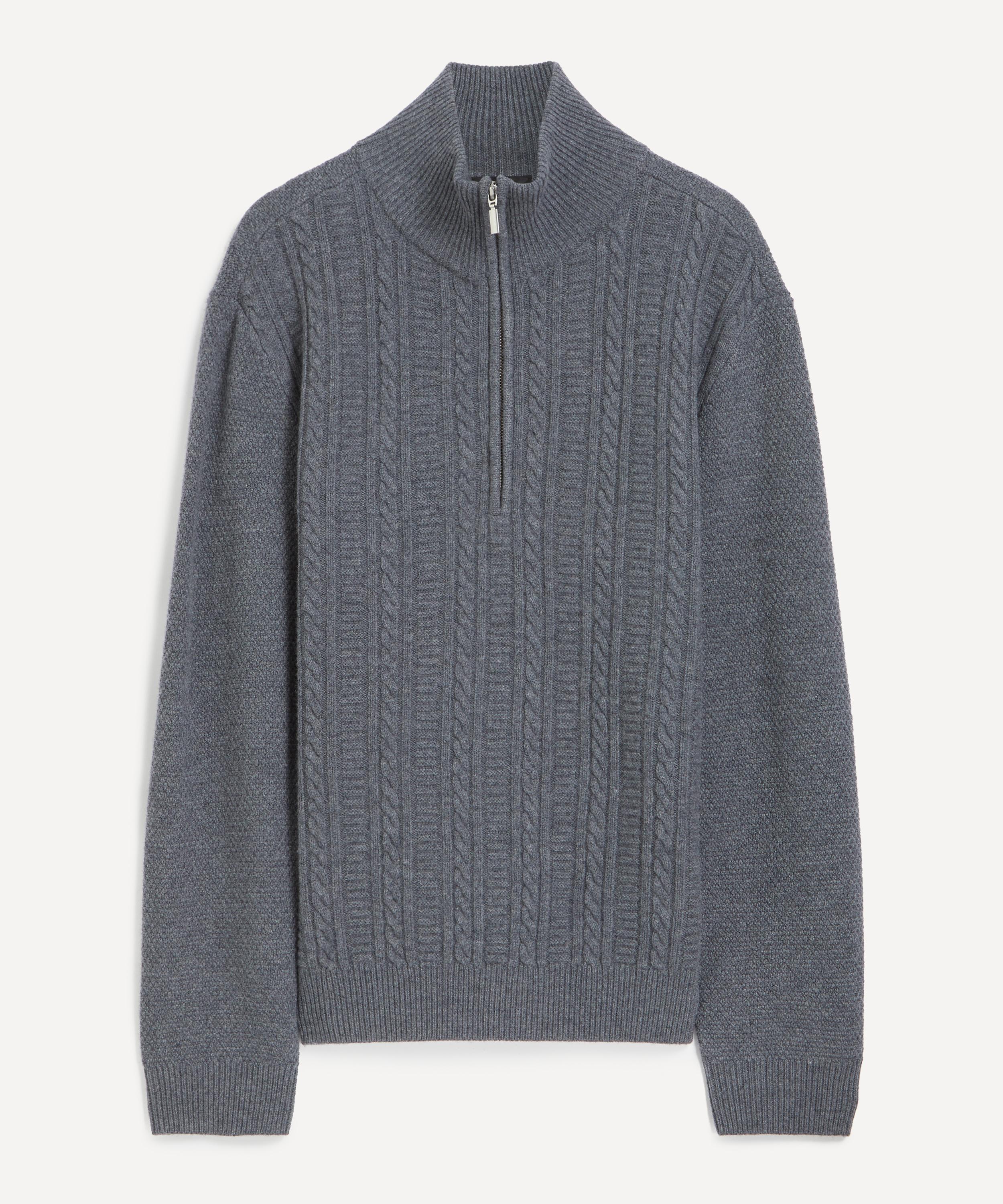 Apc A.p.c. Mens Grey Wool Cable-knit Jumper In Gray