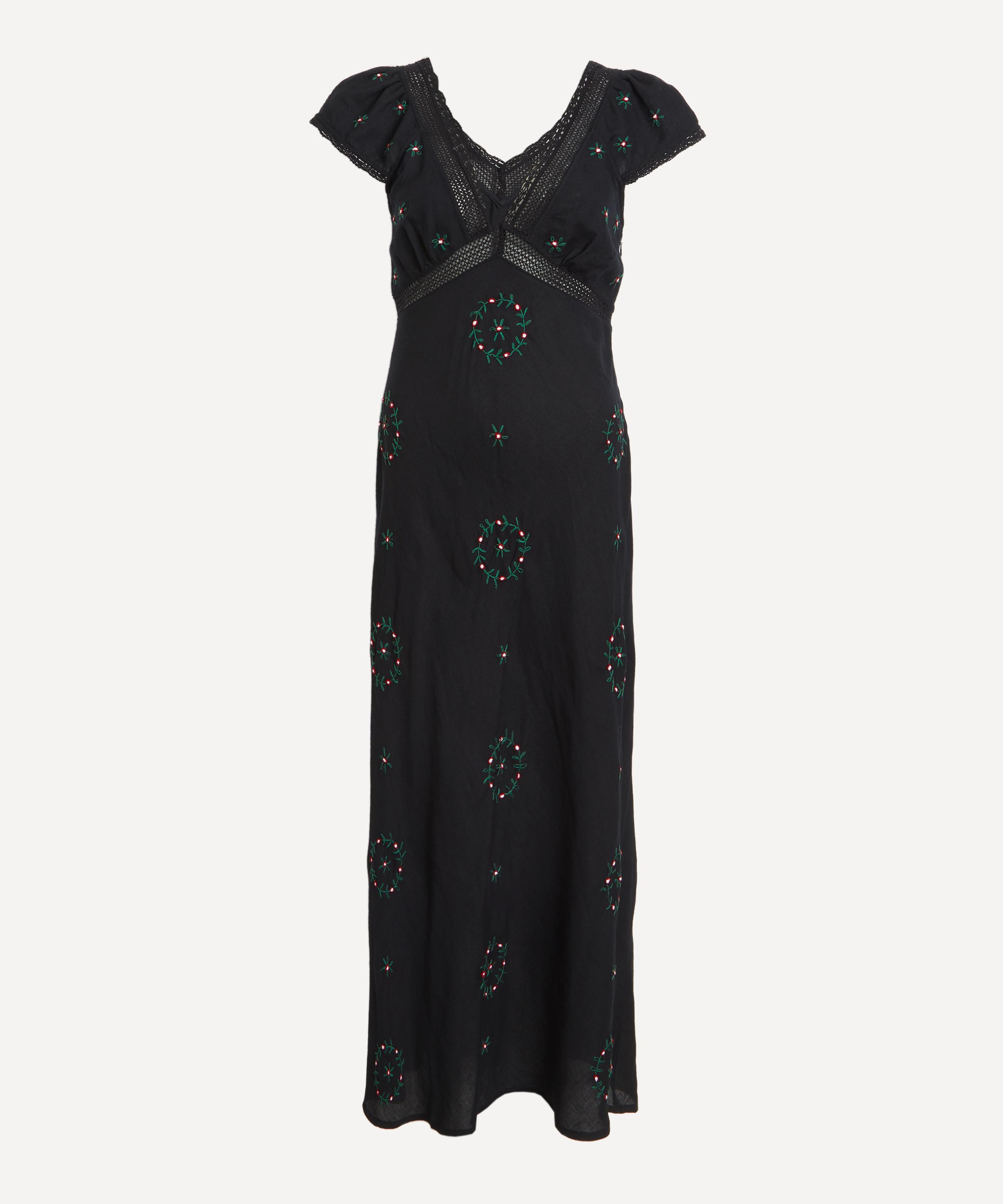 Rixo London Rixo Women's Iggy Midi Embroidery Dress In Black