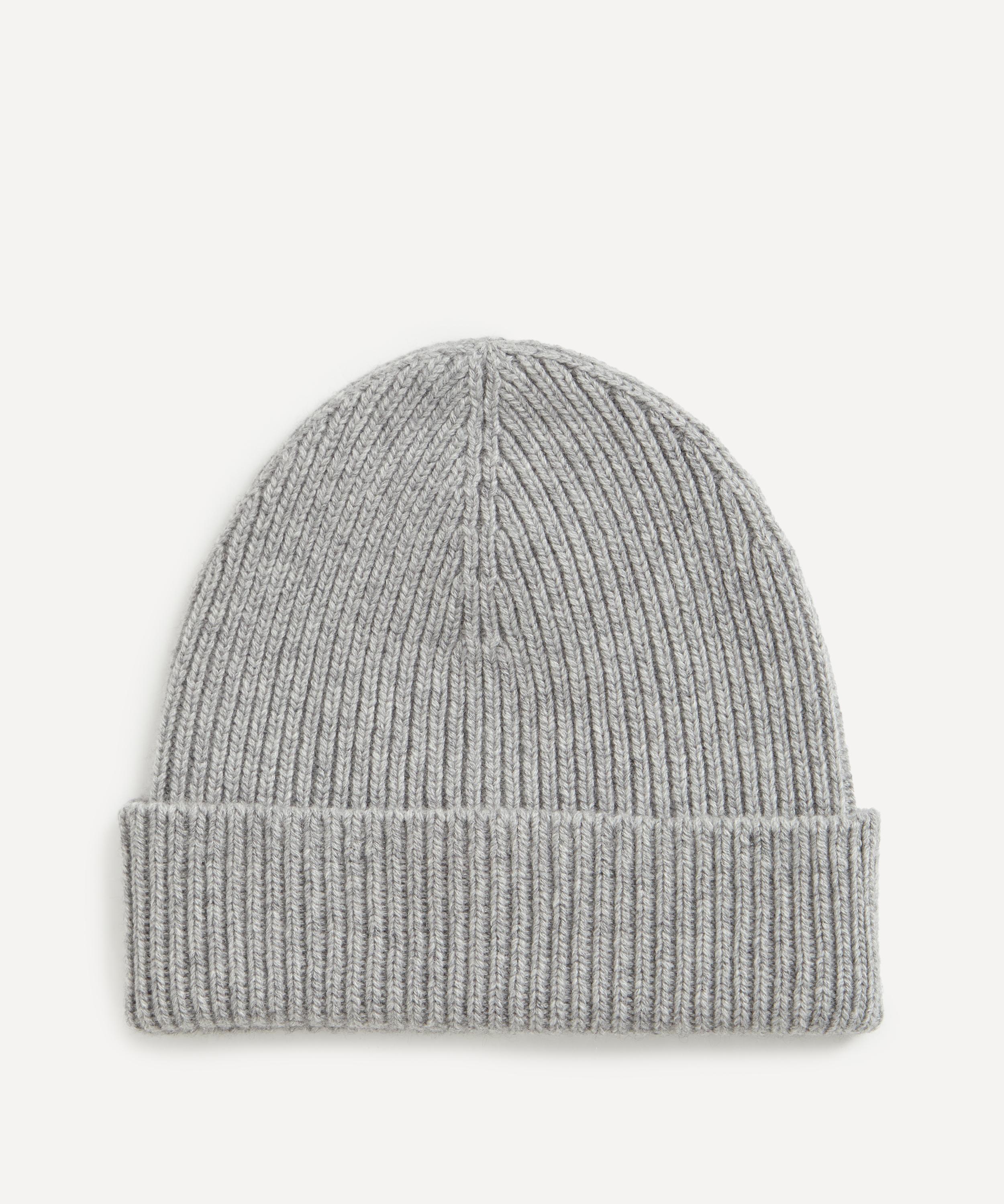 Johnstons Of Elgin Mens Ribbed Cashmere Beanie In Gray