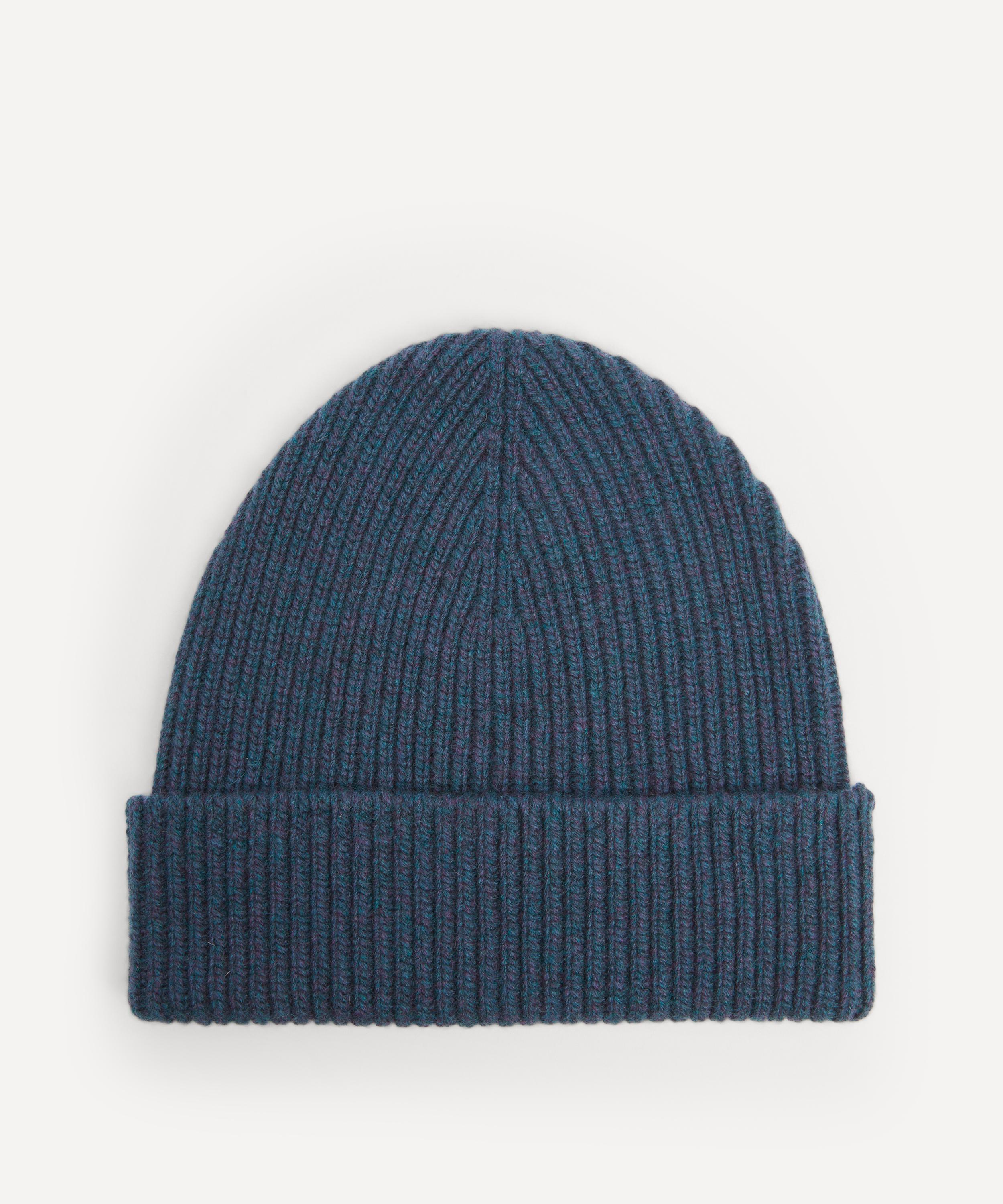 Johnstons Of Elgin Mens Ribbed Cashmere Beanie In Blue