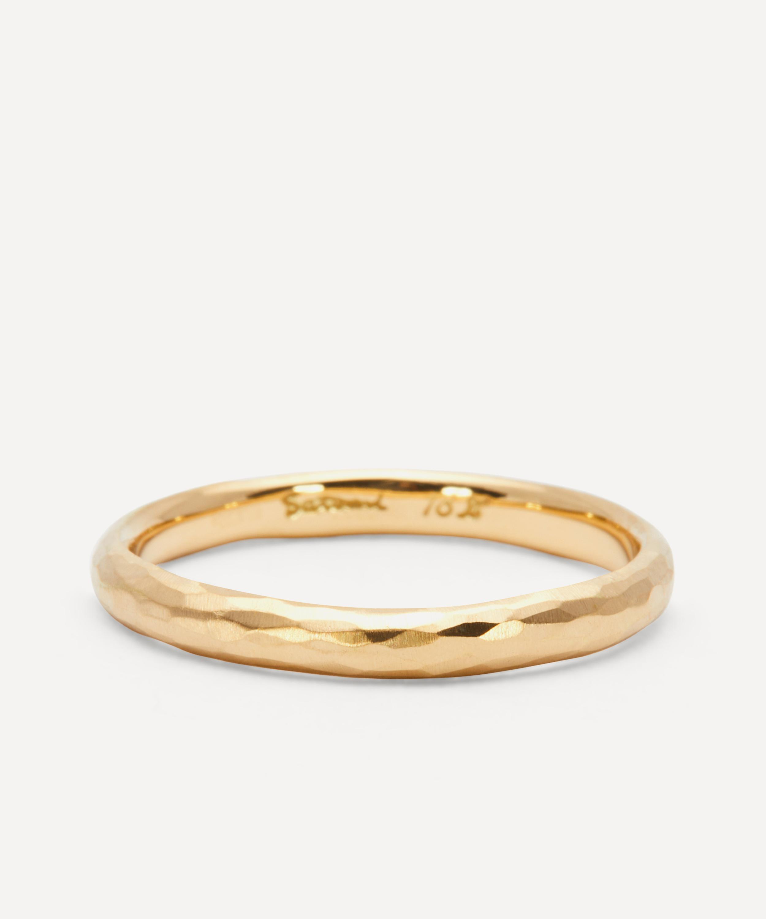 Satomi Kawakita 18ct Gold Half-round Hammered Band Ring