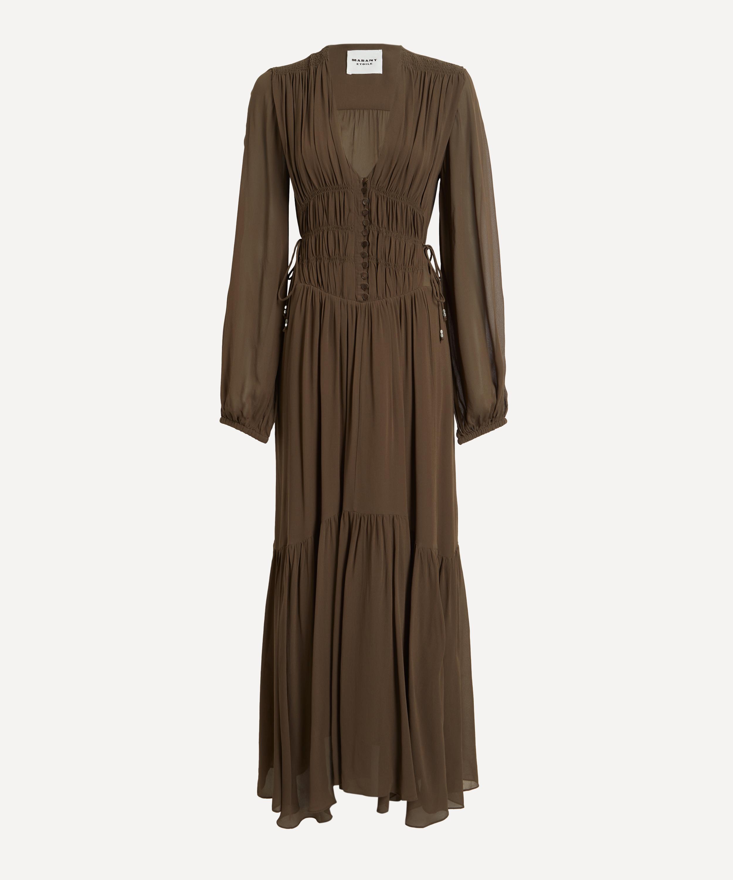 Isabel Marant Women's Brianne Khaki Georgette Maxi Dress In Brown
