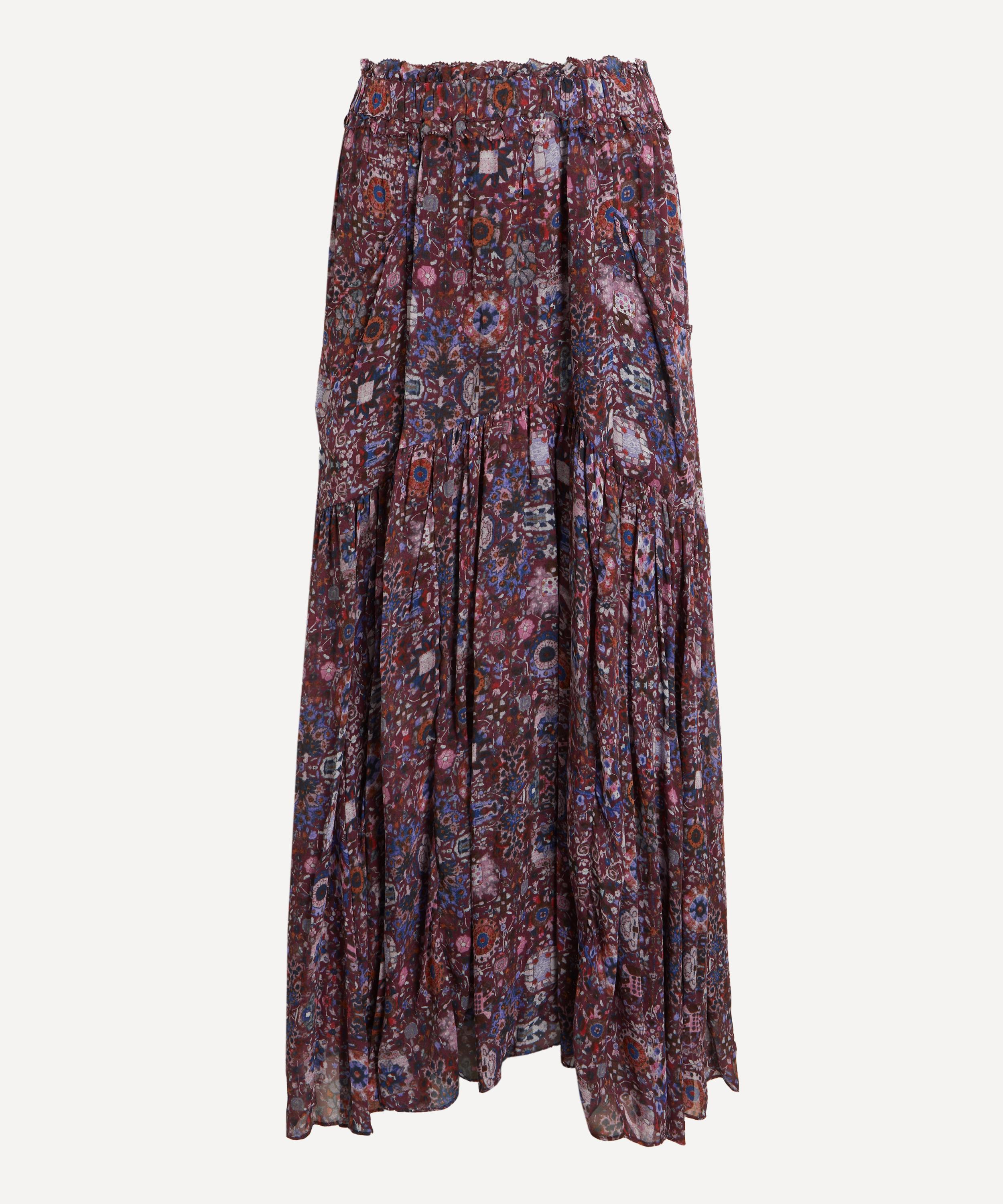 Isabel Marant Women's Besma Long Printed Georgette Skirt In Purple