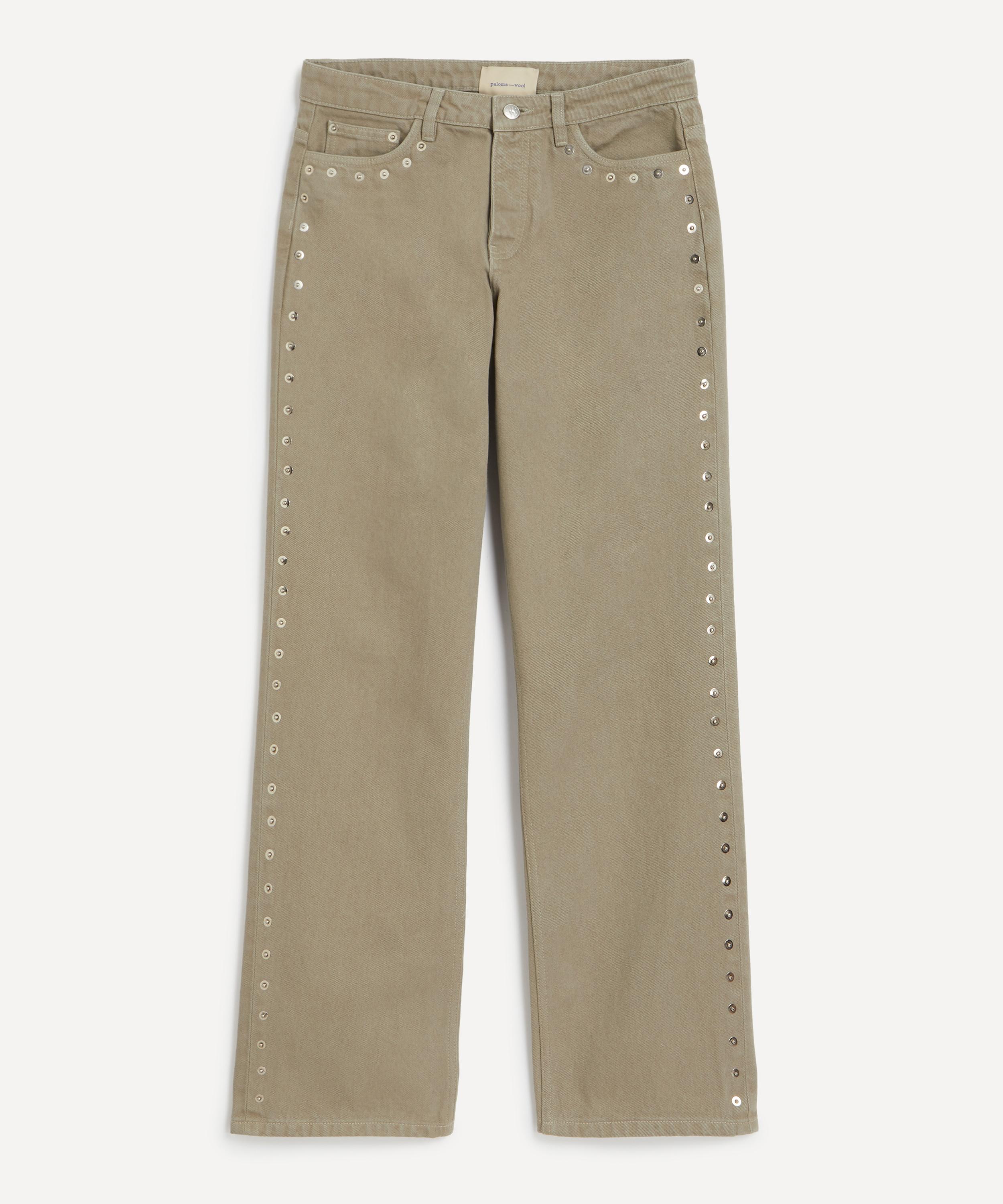 Paloma Wool Women's Crowd Studded Boyfriend Denim Trousers In Green