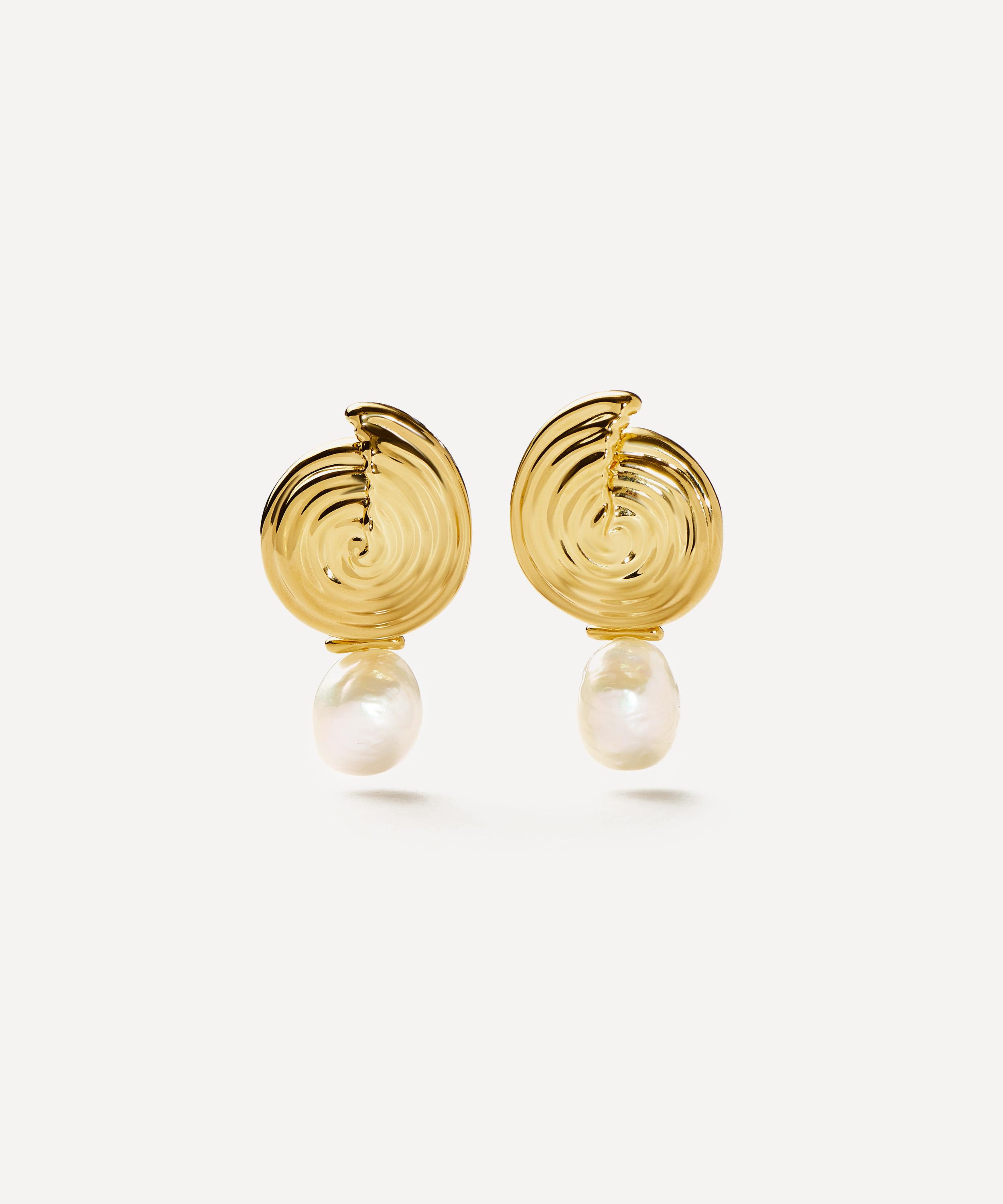 Missoma 18ct Gold-plated Spiral Interchangeable Pearl Drop Earrings