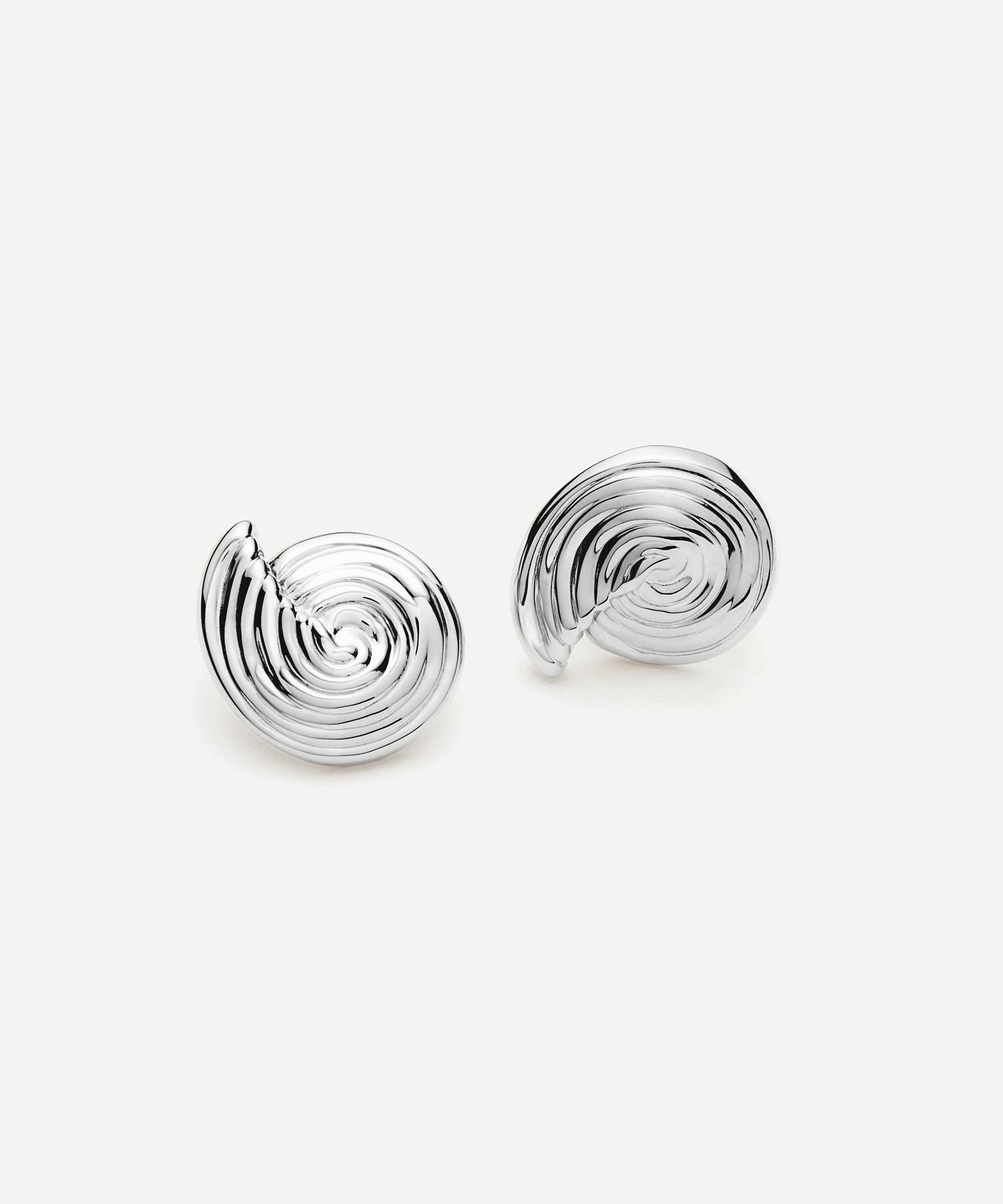 Missoma Rhodium-plated Spiral Small Stud Earrings