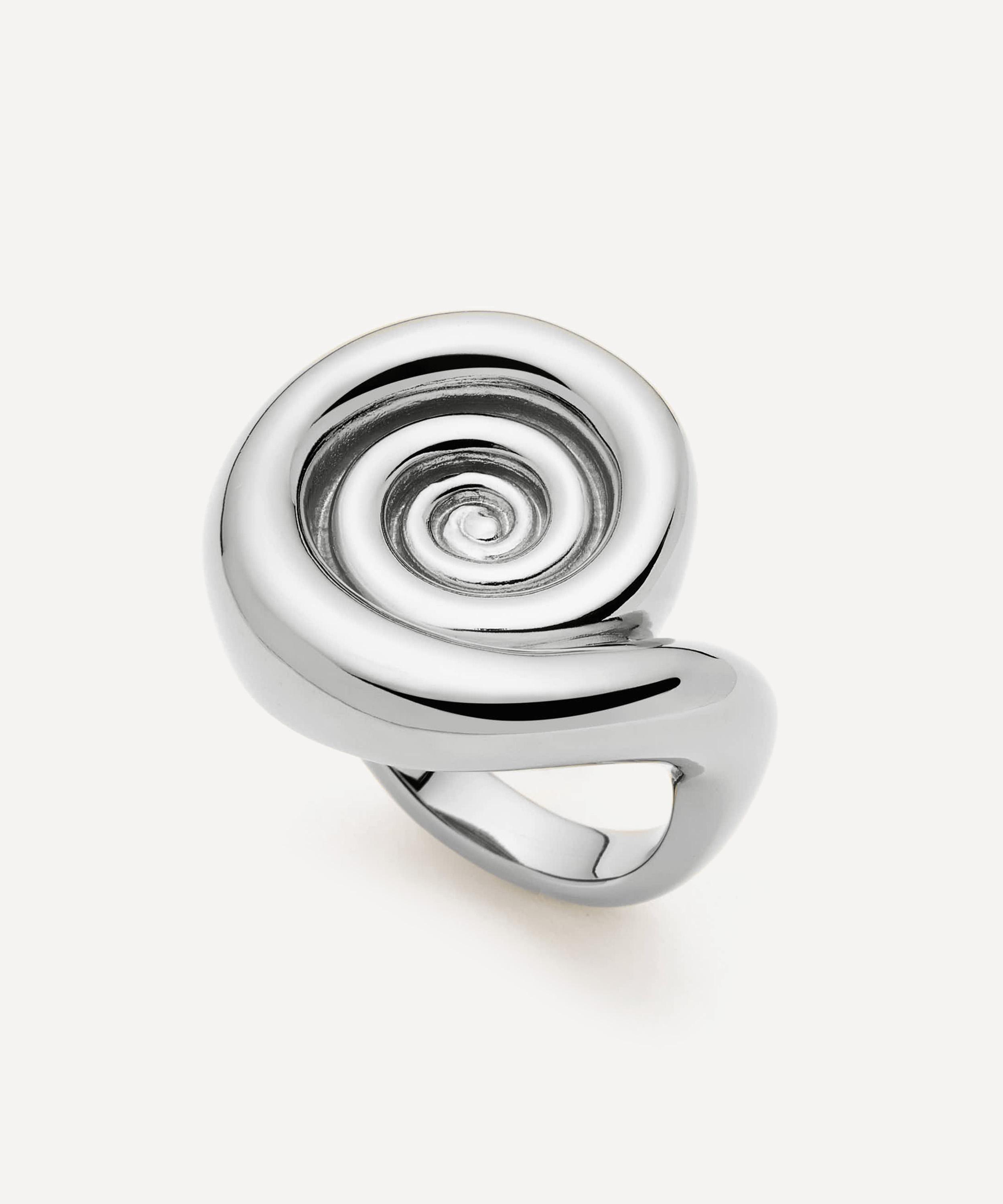 Missoma Rhodium-plated Spiral Dome Statement Ring