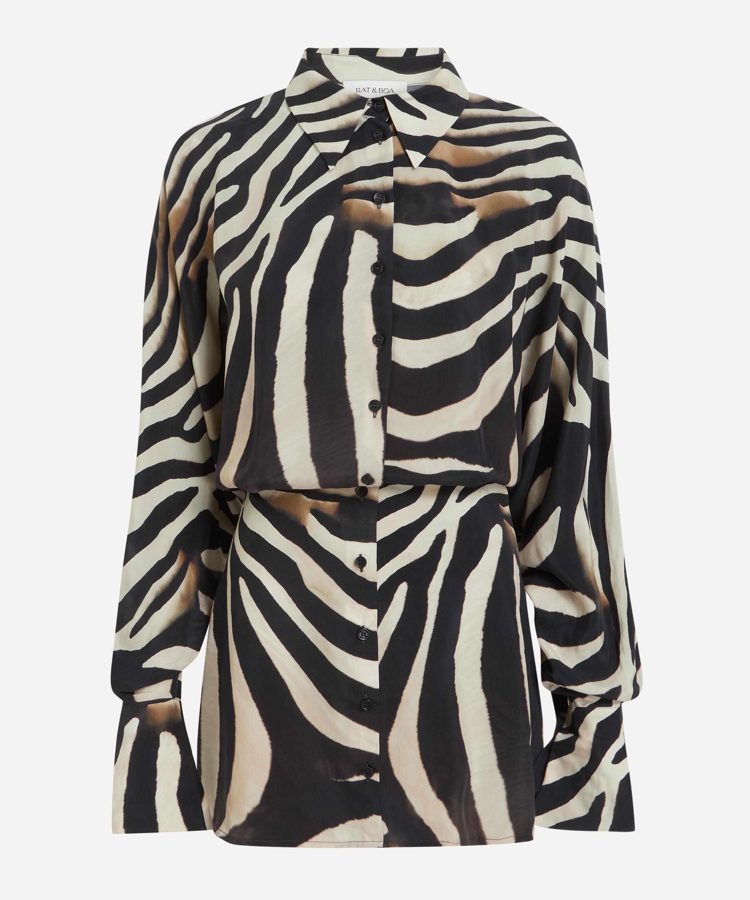 Rat & Boa Women's Rhoda Zebra Shirt Dress In Black