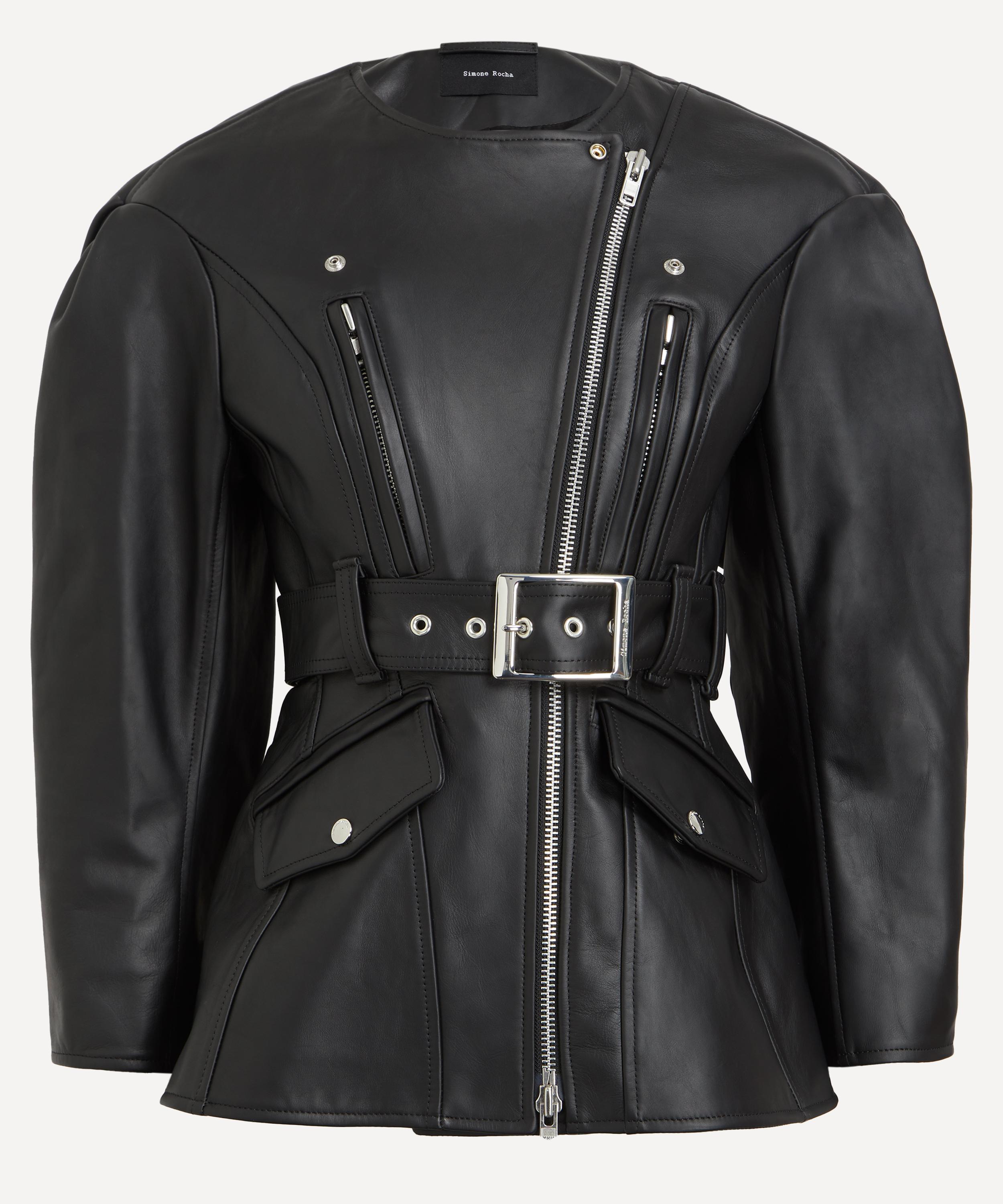 Simone Rocha Womens Black Sculpted Bow-embellished Leather Jacket In Black