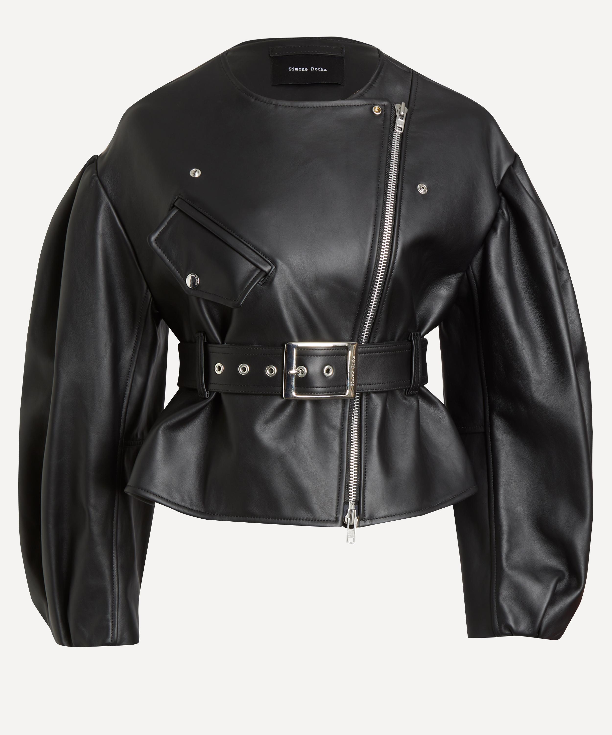 Simone Rocha Women's Cropped Sculpted Belt Detail Biker Jacket In Black