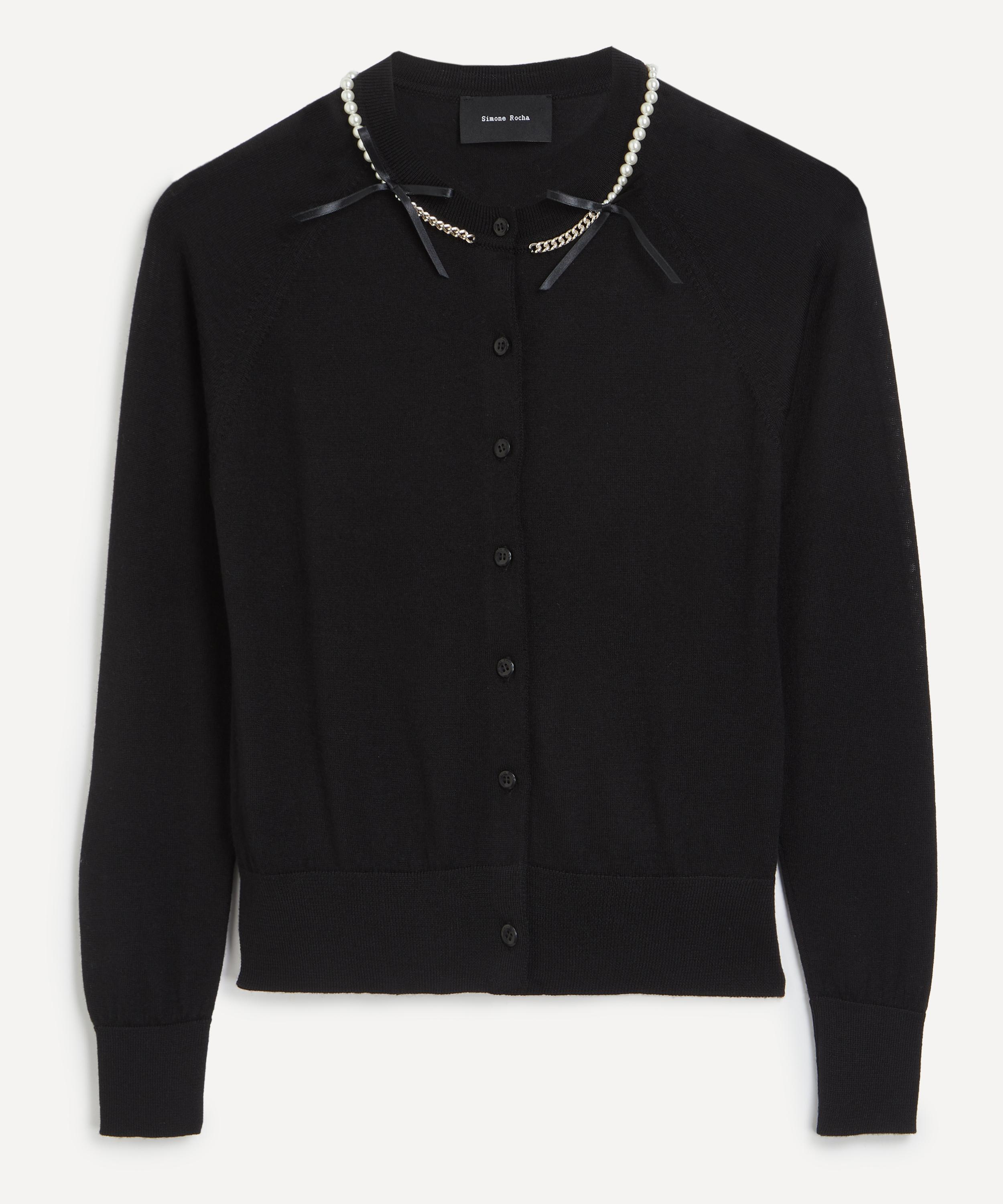 Simone Rocha Pearl-chain Cardigan In Black