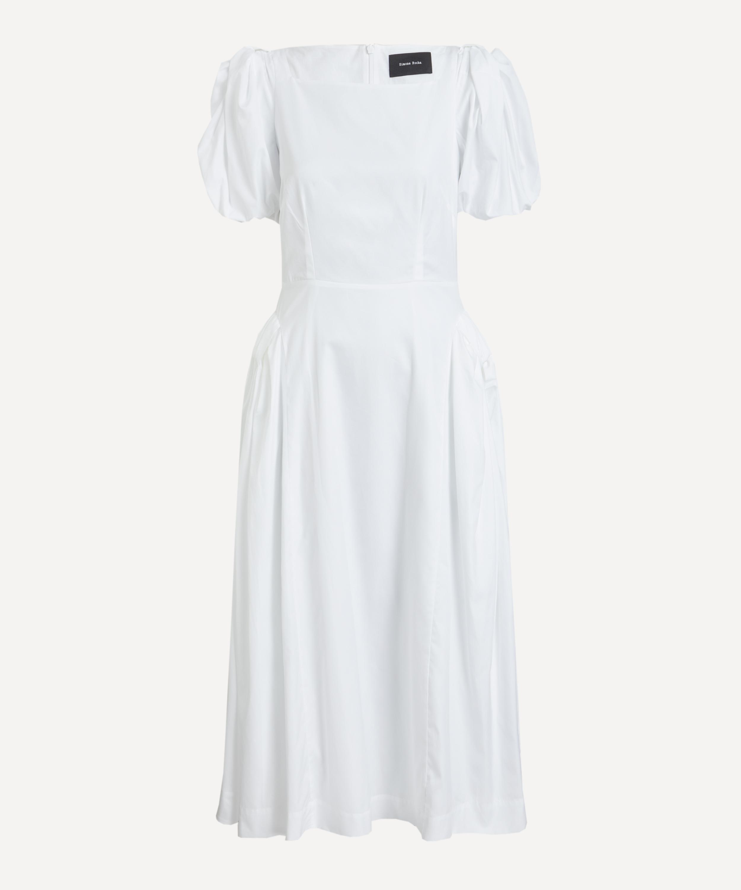 Simone Rocha Womens White Tutu Puffed-sleeves Cotton-poplin Detail Dress In White