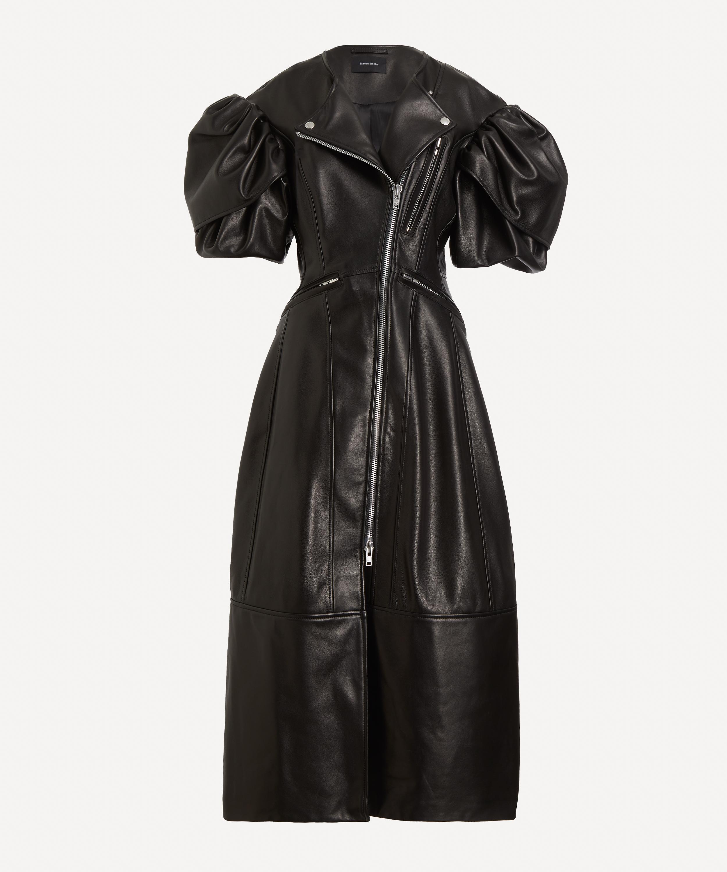 Simone Rocha Women's Sculpted Petal Sleeve Biker Dress In Black