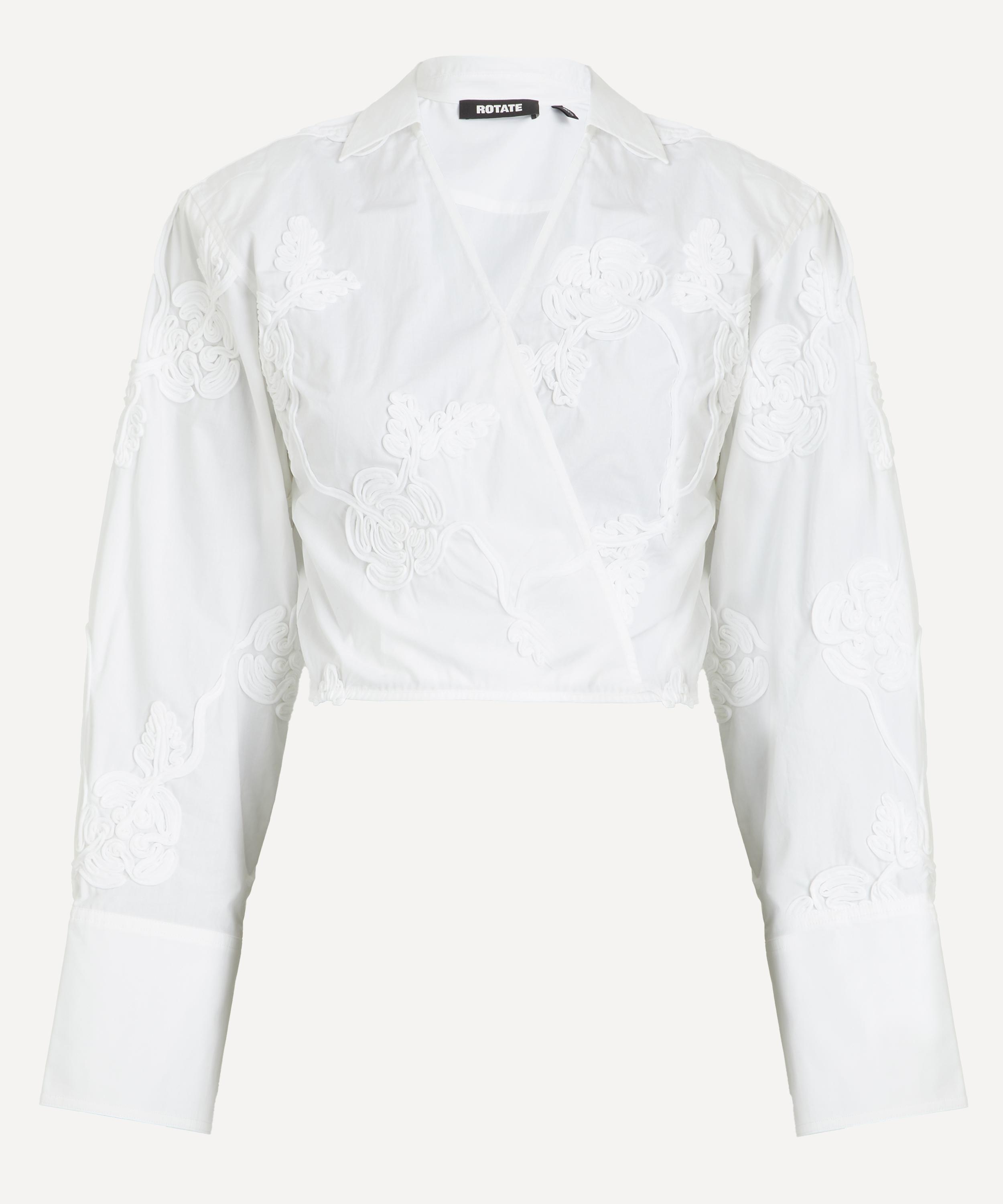 Rotate Birger Christensen Women's Bright White Flower Wrap Shirt
