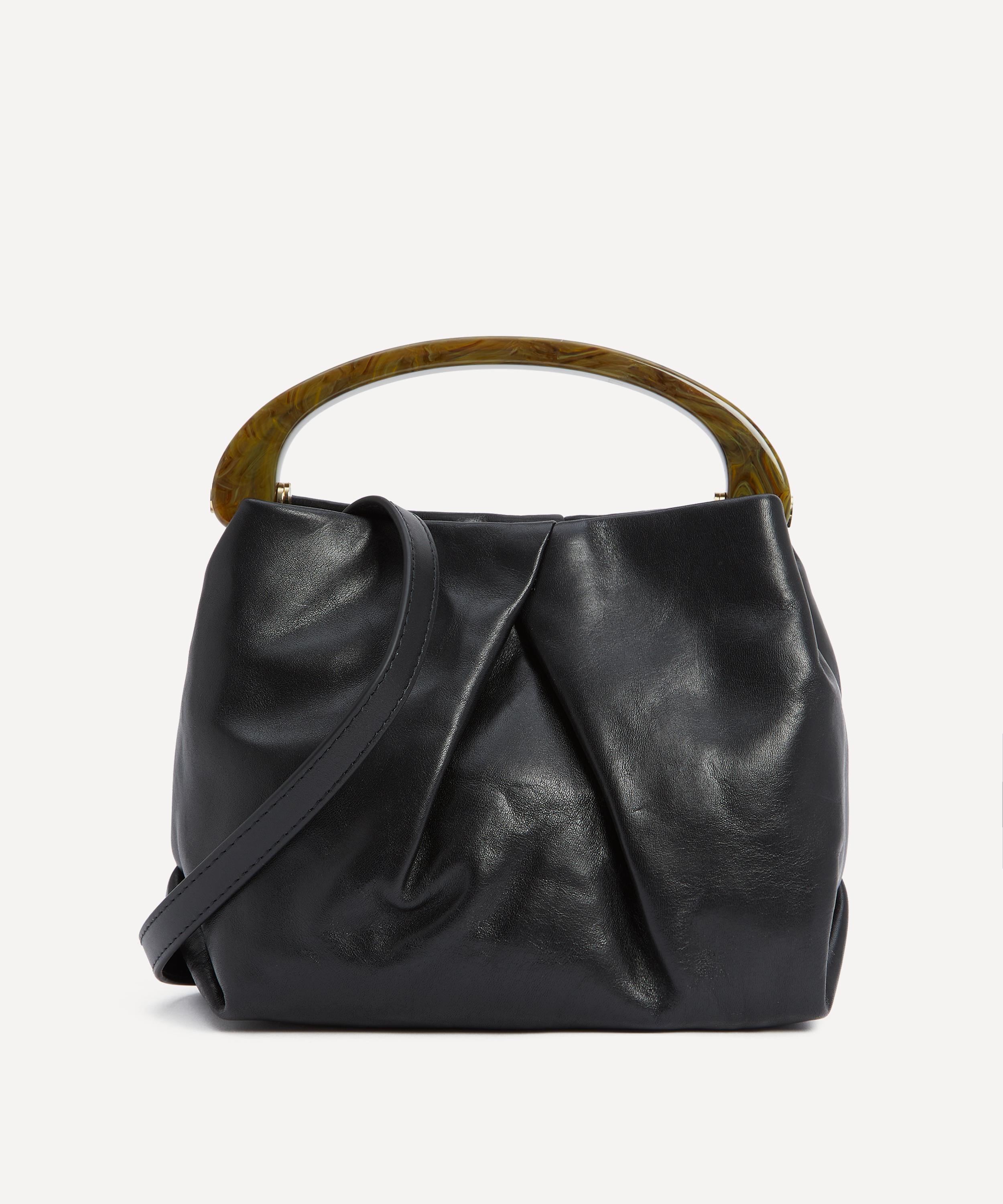 Dries Van Noten Women’s Mini Pleated Leather Top Handle Bag | Black | Luxury Gift