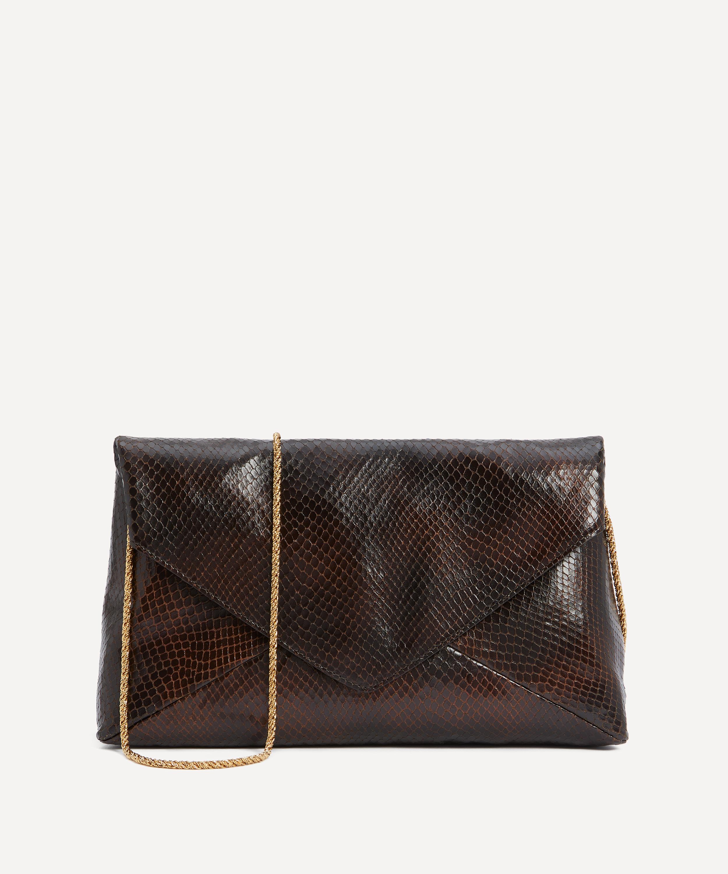 Dries Van Noten Women’s Snakeskin Leather Clutch Bag | Brown | Luxury Gift