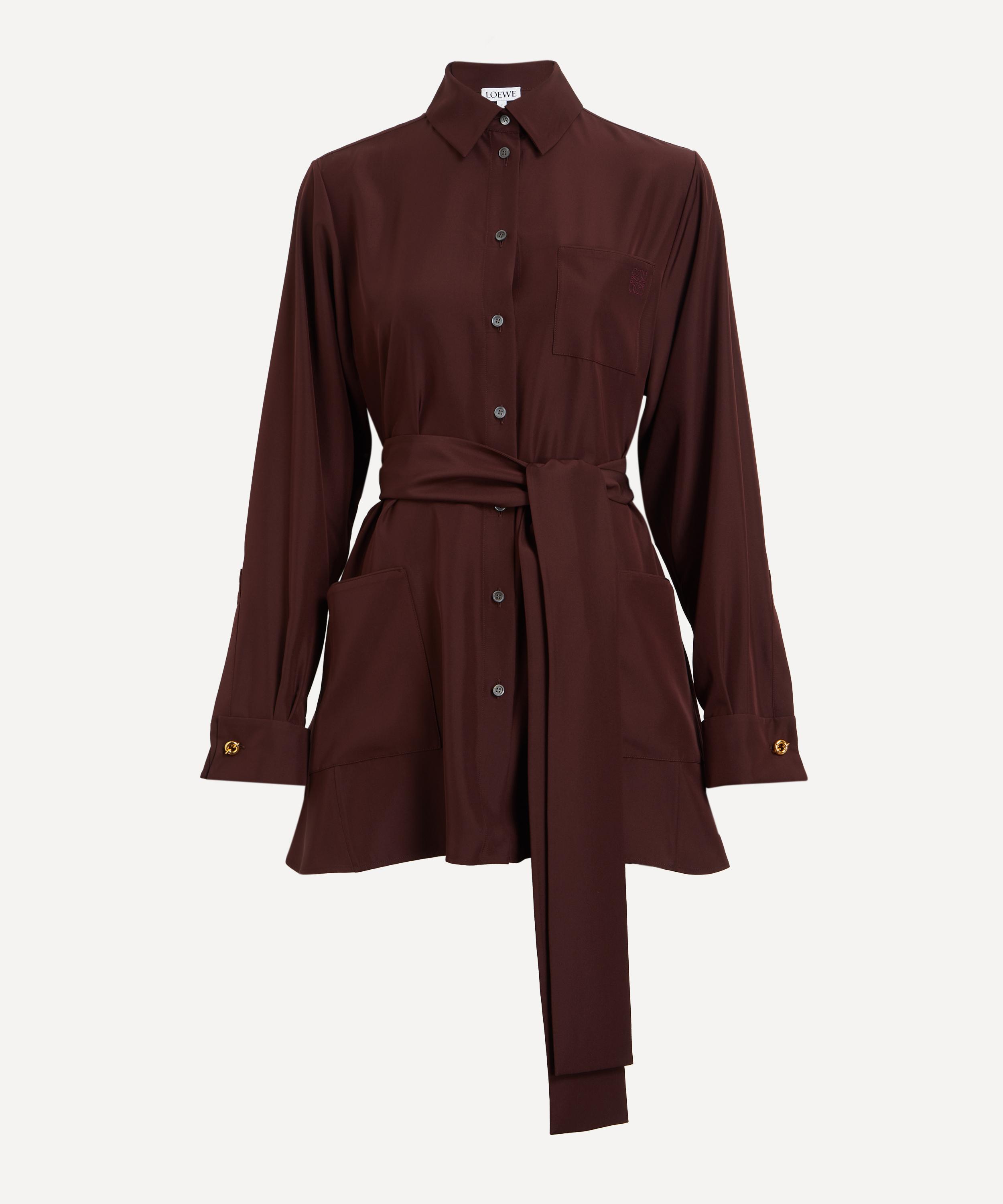 Loewe Women's Burgundy Belted Silk Blouse In Burgundy