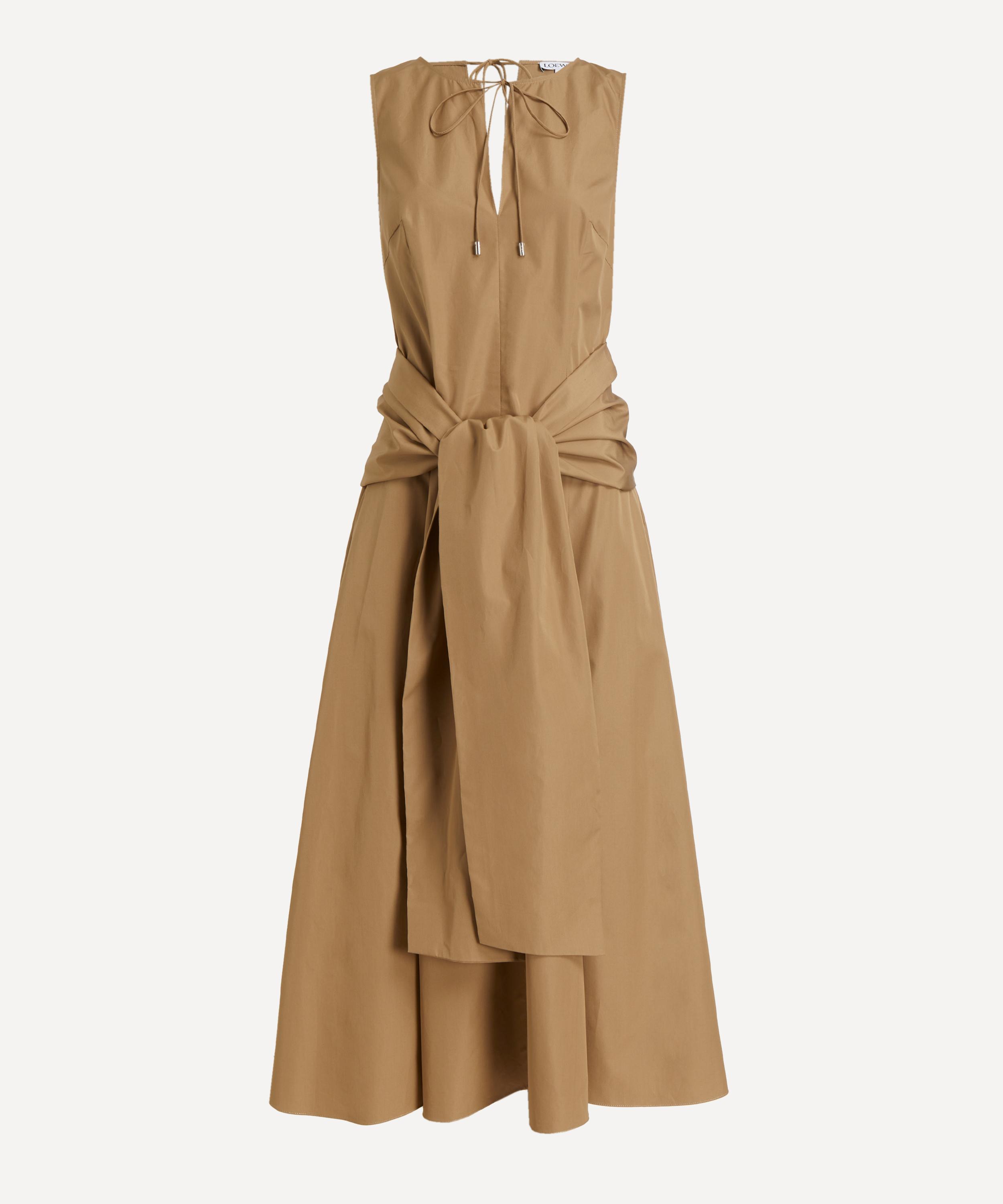 Loewe Women's Cotton Wrap Midi Dress In Brown