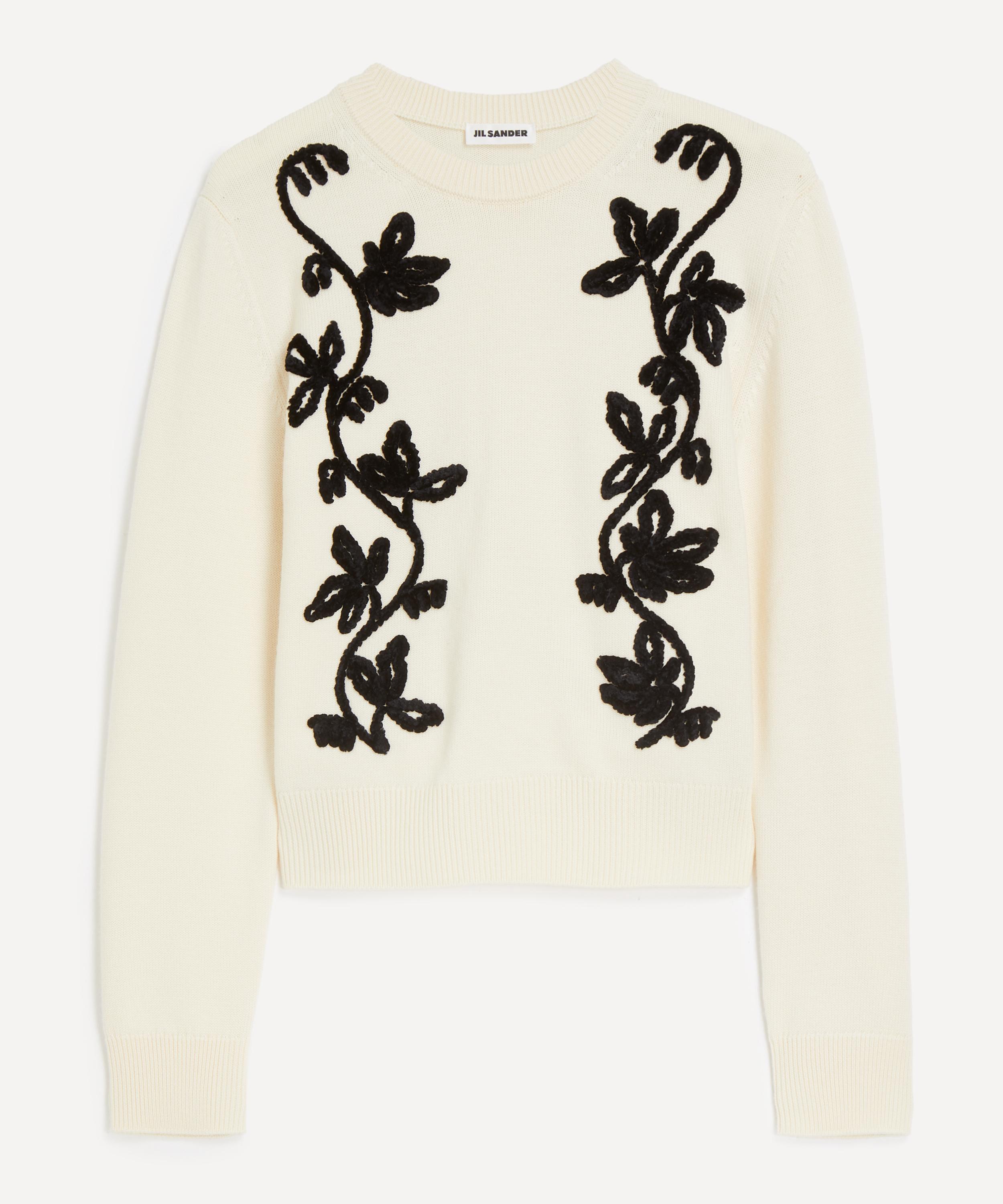 Jil Sander Embroidered Wool Jumper In White