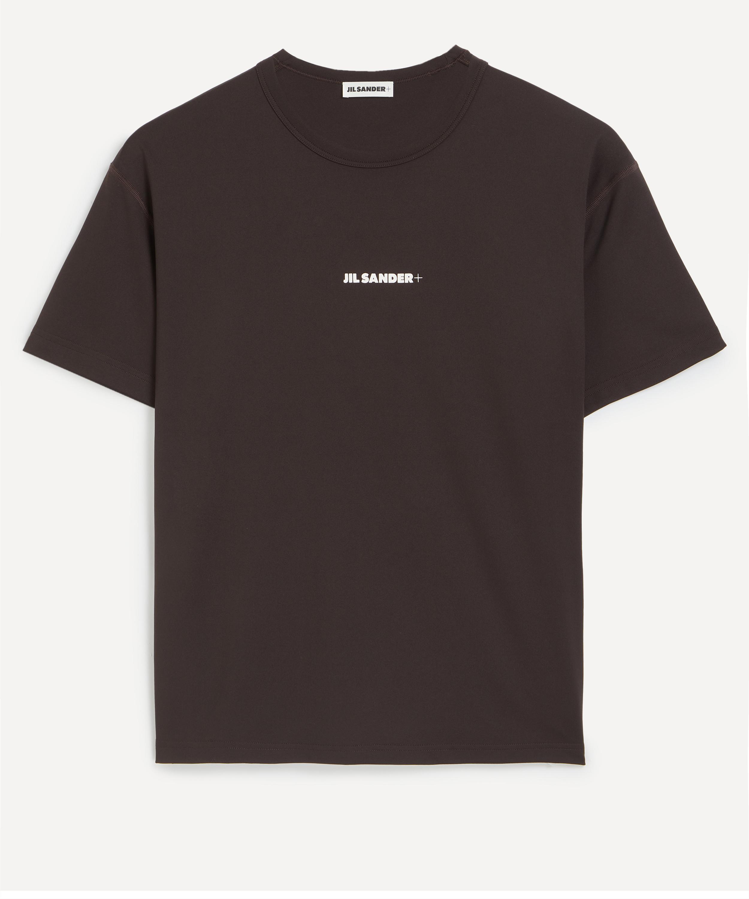 Jil Sander Boxy-fit Brown T-shirt With Centered Logo Print In Gray