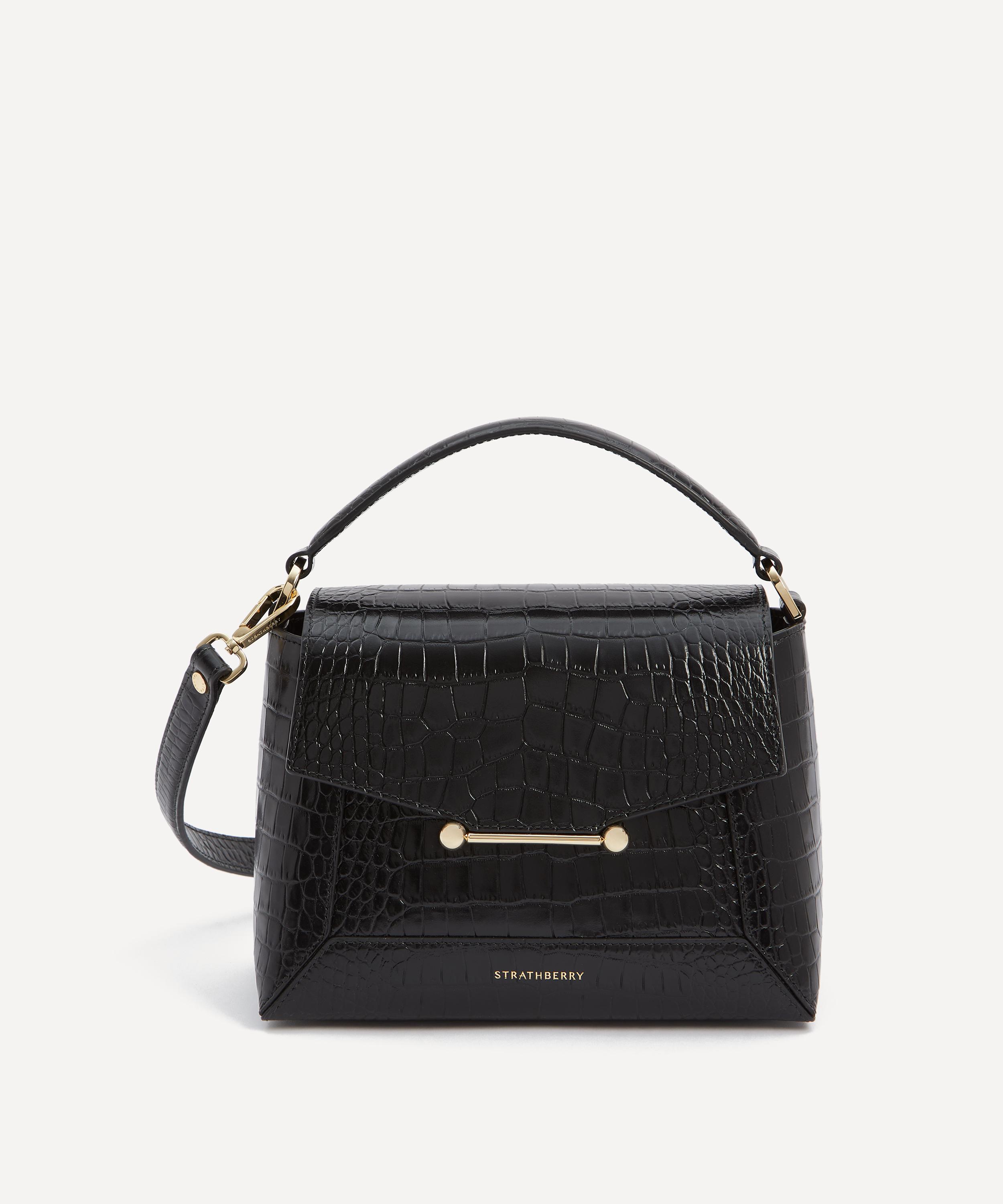 Strathberry Women's Mosaic Croc-embossed Leather Top Handle Bag In Black