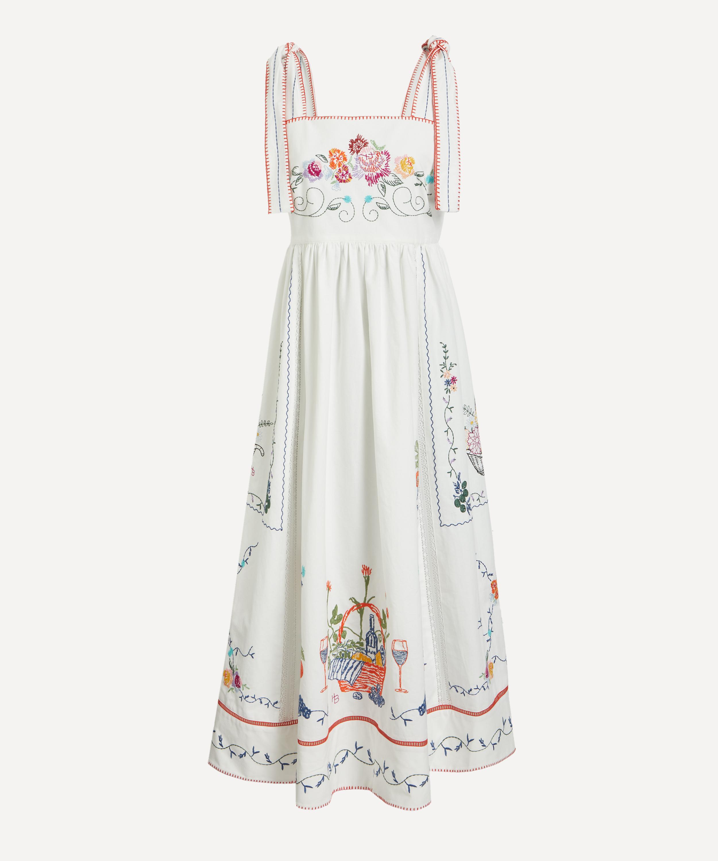 Hunter Stefy Dress Multi Embroidery In White