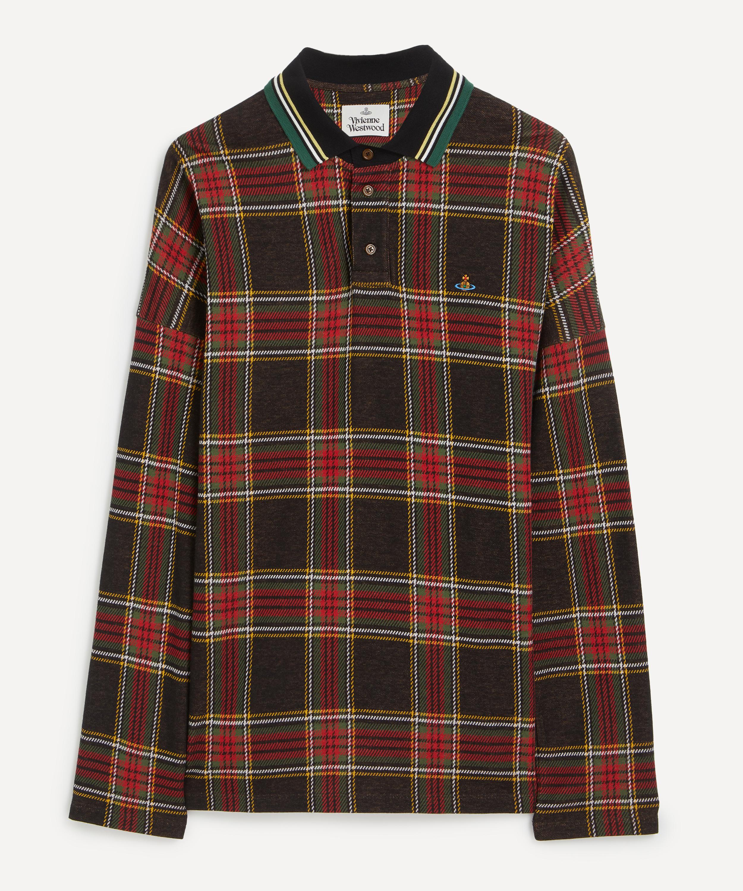 Vivienne Westwood Multicolor Polo Shirt With Orb Decoration On The Chest And All-over Tartan Motif In Cotton Man In Red