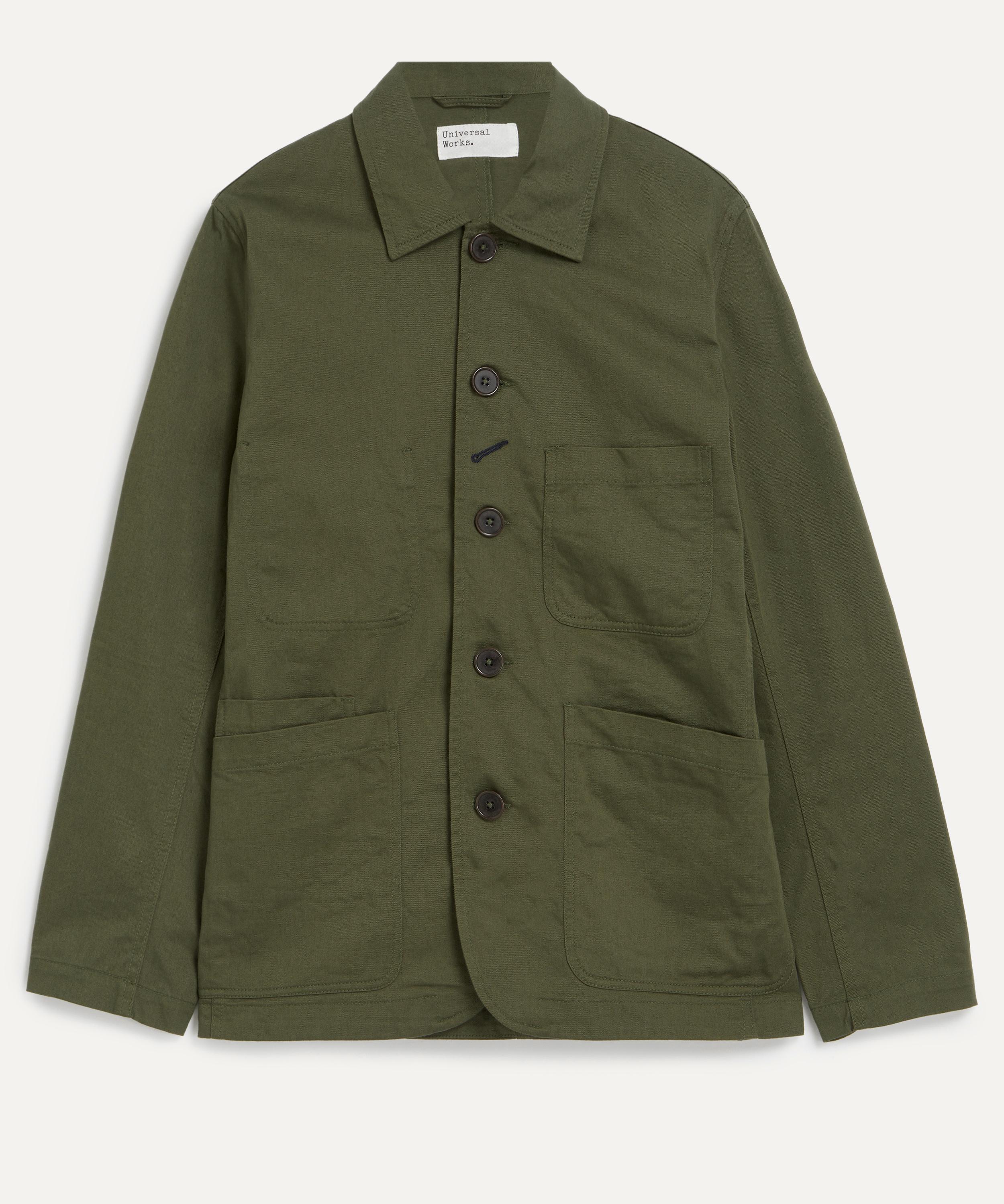 Universal Works Mens Light Olive Twill Bakers Jacket In Green