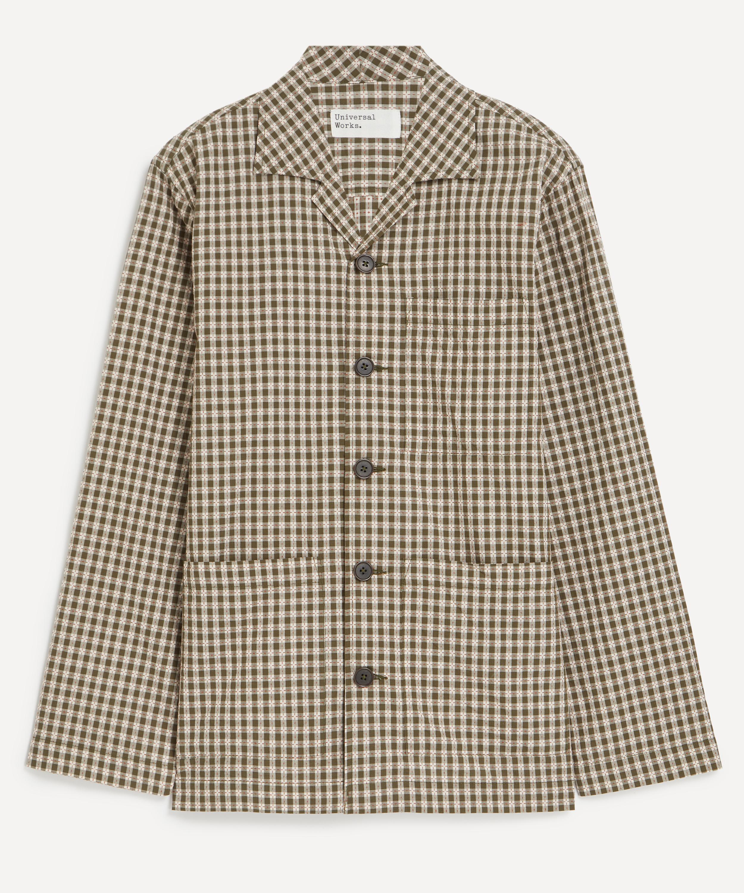 Universal Works Mens Olive Dobby Check Cancun Jacket